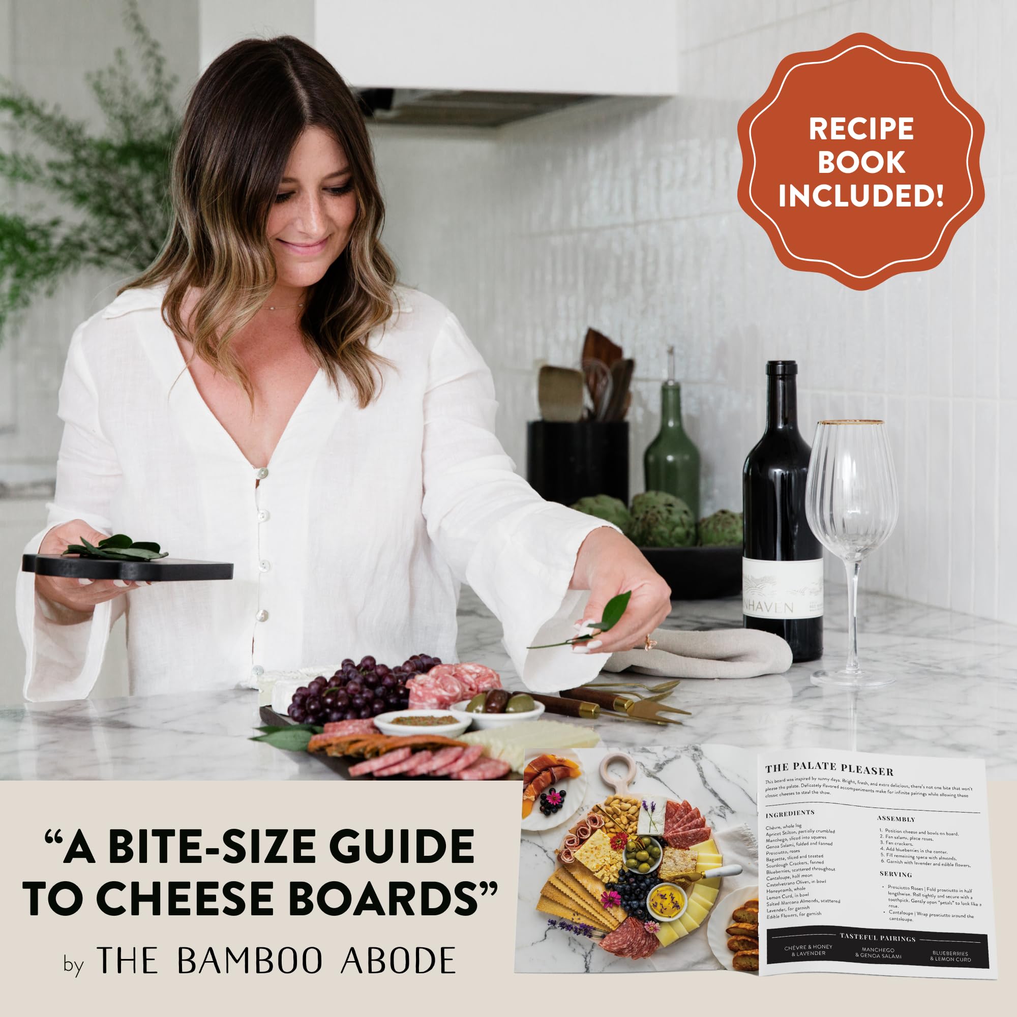 Premium White Wood Charcuterie Board Gift Set - Elegant Cheese & Charcuterie Serving Tray with Knives - Perfect Housewarming, Wedding, Bridal Shower & Mother's Day Gifts - Ideal for Entertaining, Dinner Parties & Holiday Gatherings