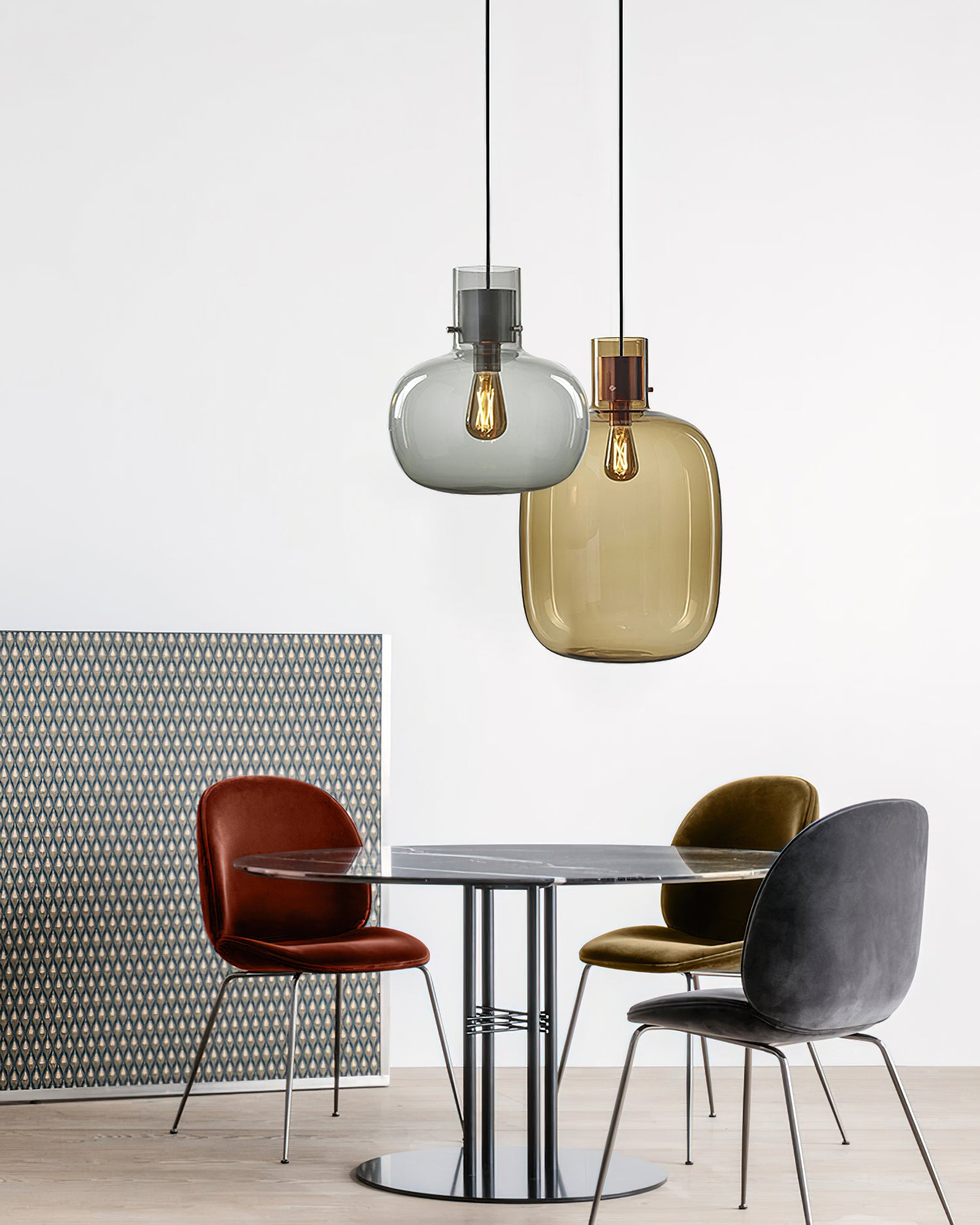 Cambre Glass Pendant Light - Modern Hanging Fixture for Kitchen Island, Dining Room & Bedroom Lighting - Dimmable LED Chandelier with Clear Glass Shade