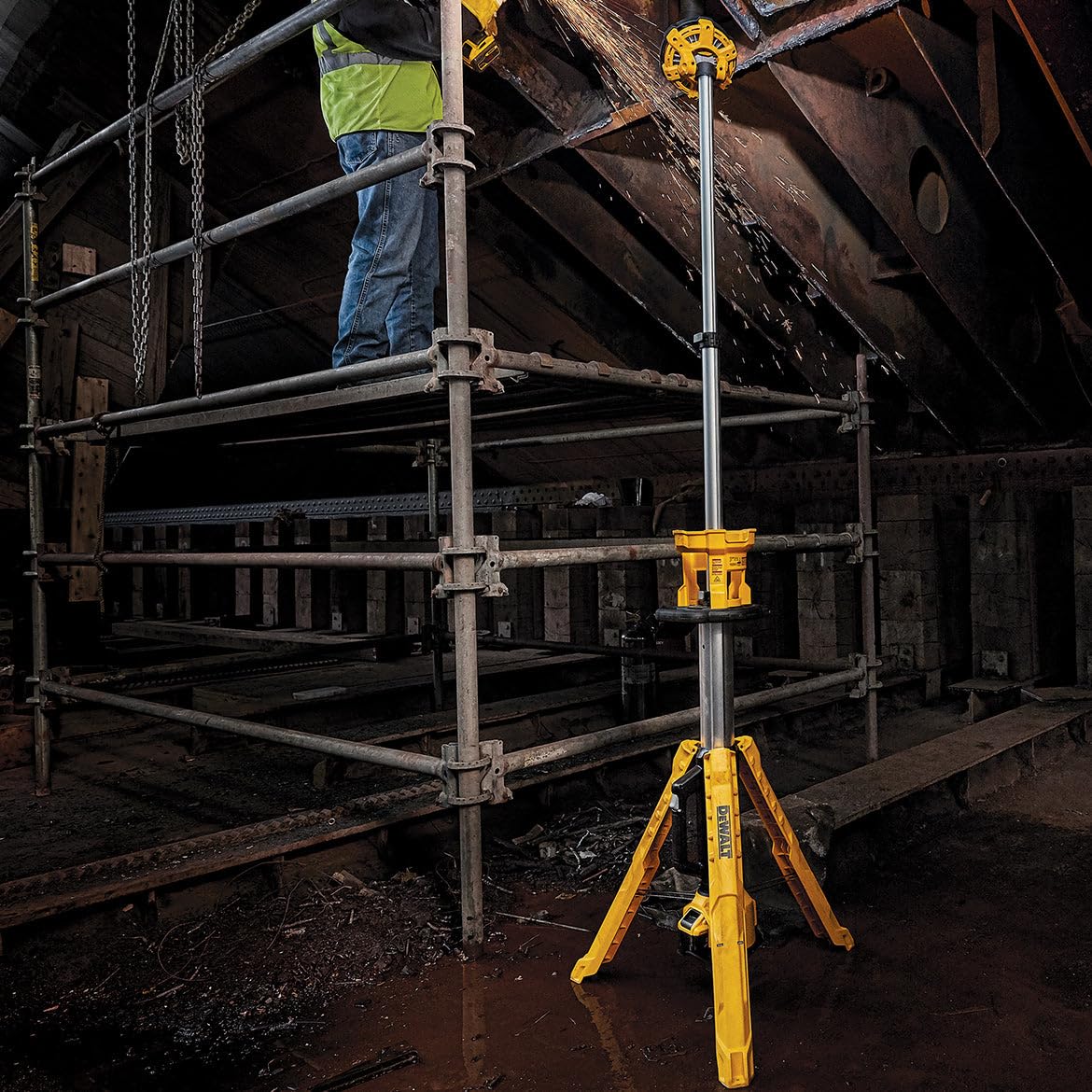DEWALT 20V MAX LED Work Light with Adjustable Tripod Base - DCL079B (Tool Only) - Perfect for Construction Sites, Garage Repairs & Outdoor Projects
