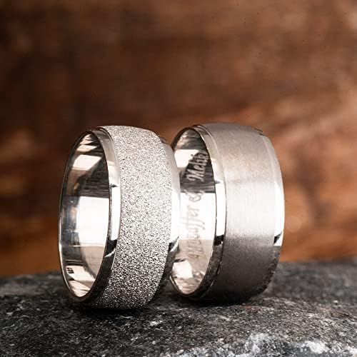 8mm Matching Wedding Band Set for Couples - Personalized 925 Sterling Silver Rings for Him & Her - Perfect for Anniversaries, Engagements and Romantic Gifts