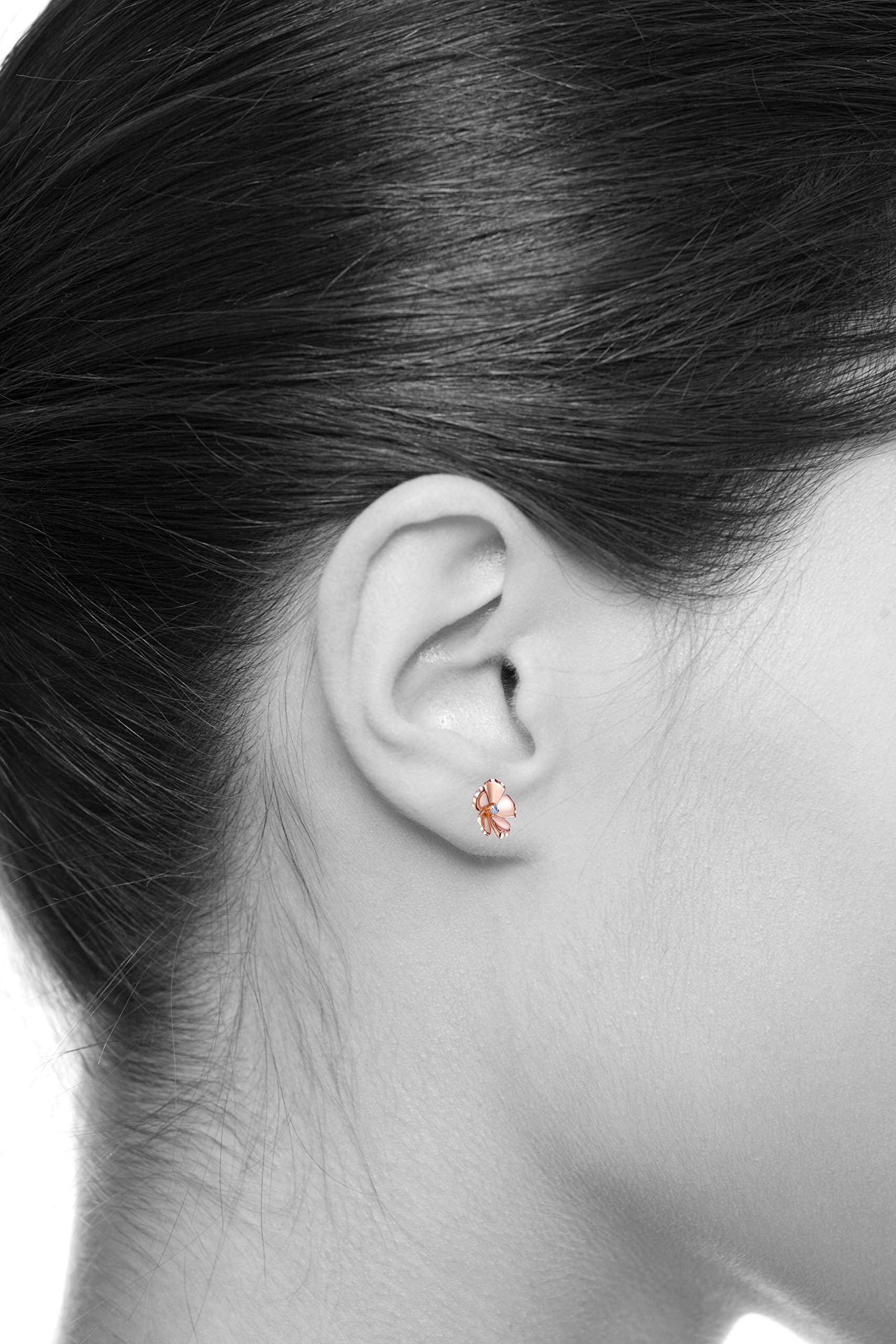 14K Real Rose Gold CZ Flower Earrings for Women - Elegant Cubic Zirconia Floral Stud Earrings - Perfect for Weddings, Parties & Everyday Wear