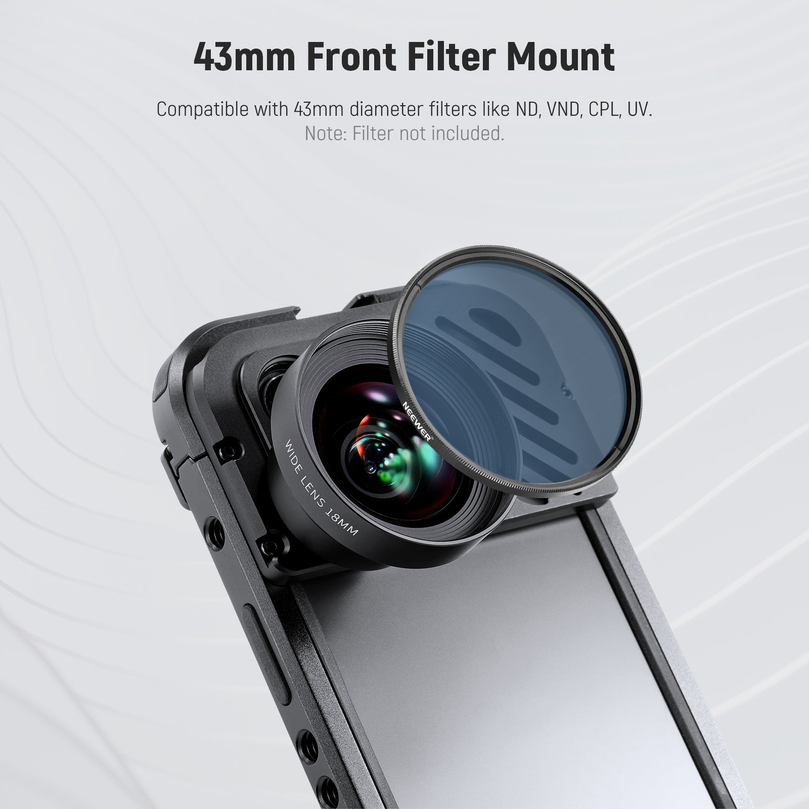NEEWER LS 42 18mm HD 100° Wide Angle Lens with 17mm Thread - Compatible with DSLR & Mirrorless Cameras - Perfect for Landscape, Architecture & Vlogging Photography