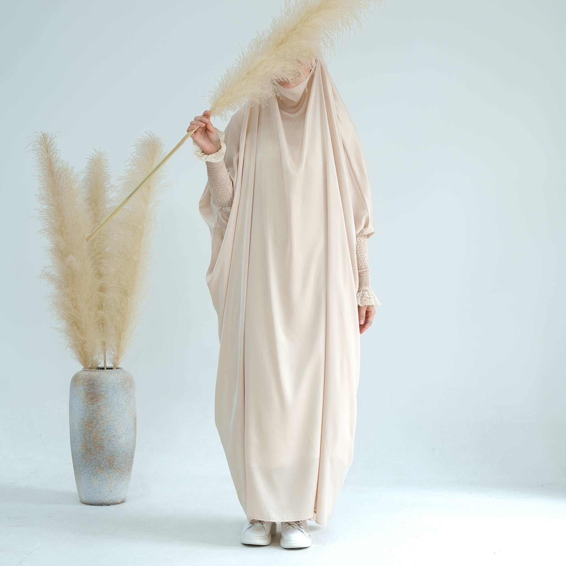 Marwa Satin Jilbab - Premium Linen Hijab for Women - Perfect for Prayer, Work & Everyday Wear