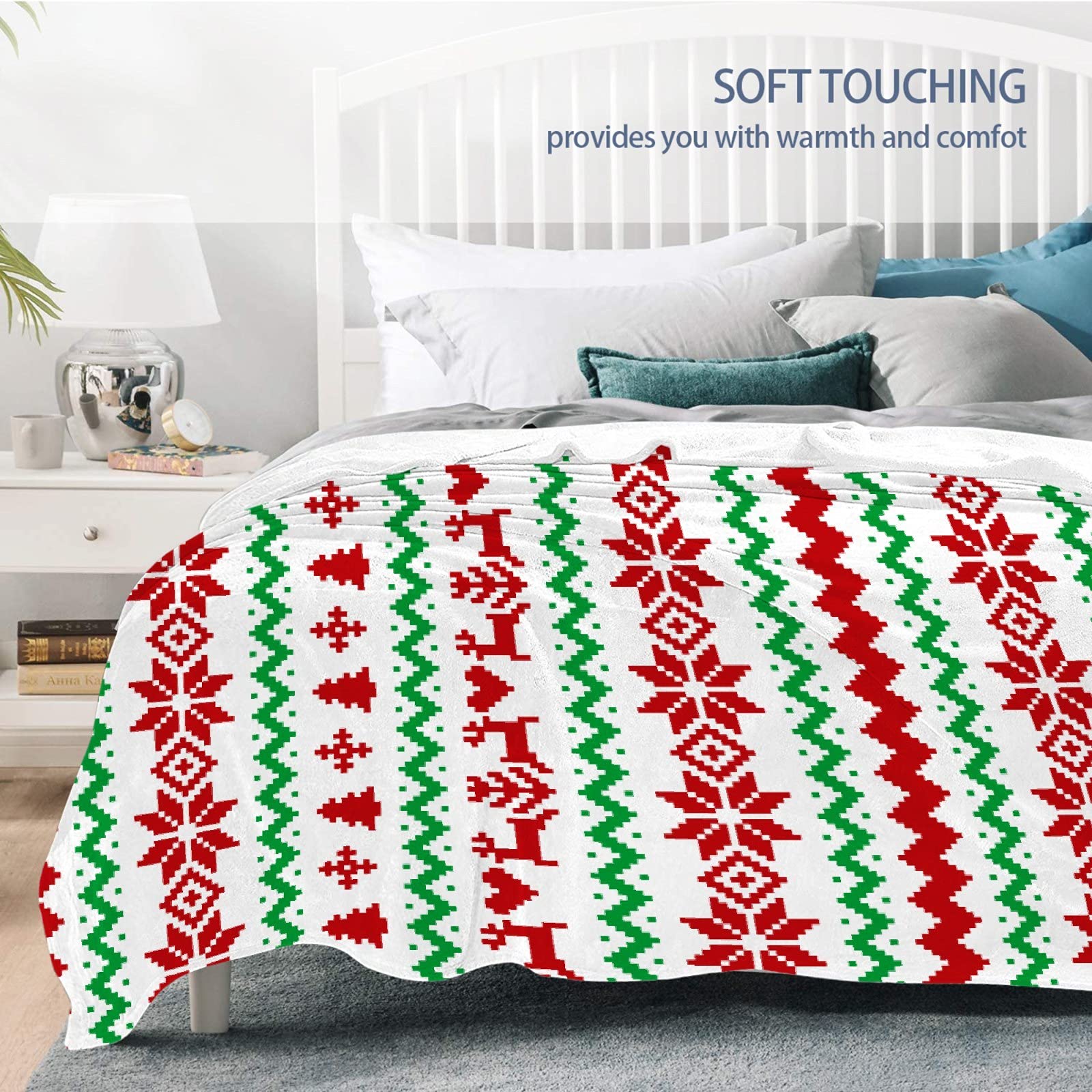 Soft Flannel Christmas Throw Blanket - Lightweight & Cozy Luxury Bed Blanket 120