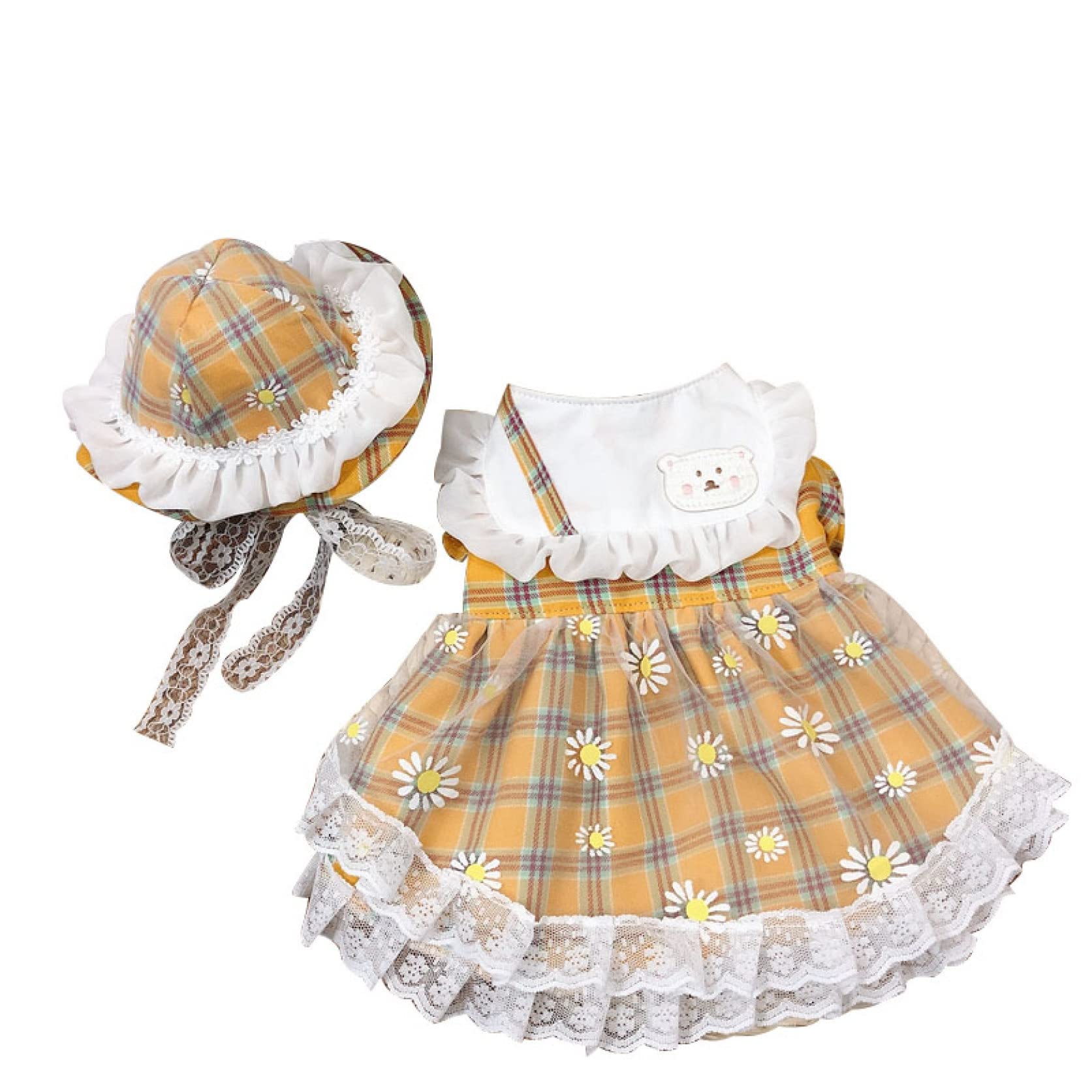 Stylish Cotton Lace Daisy Print Dog Dress - Breathable Summer Plaid Puppy Clothes for Small Dogs & Cats | Perfect for Outdoor Walks, Pet Parties & Photo Shoots