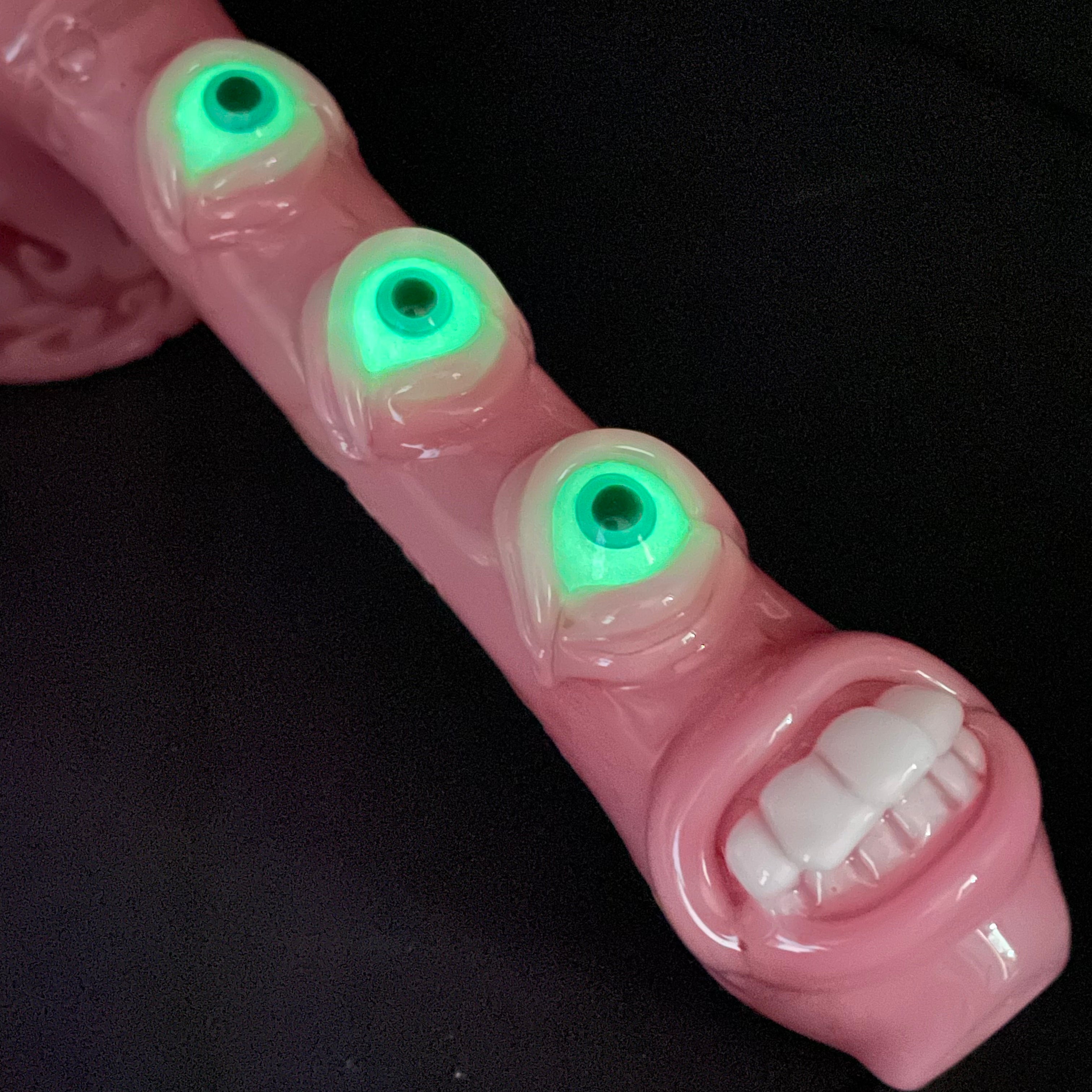 Pink Evil Eye Bubbler Glass Pipe - Handmade Smoking Accessory for Herbal Use | Perfect for Relaxation, Meditation & Spiritual Rituals