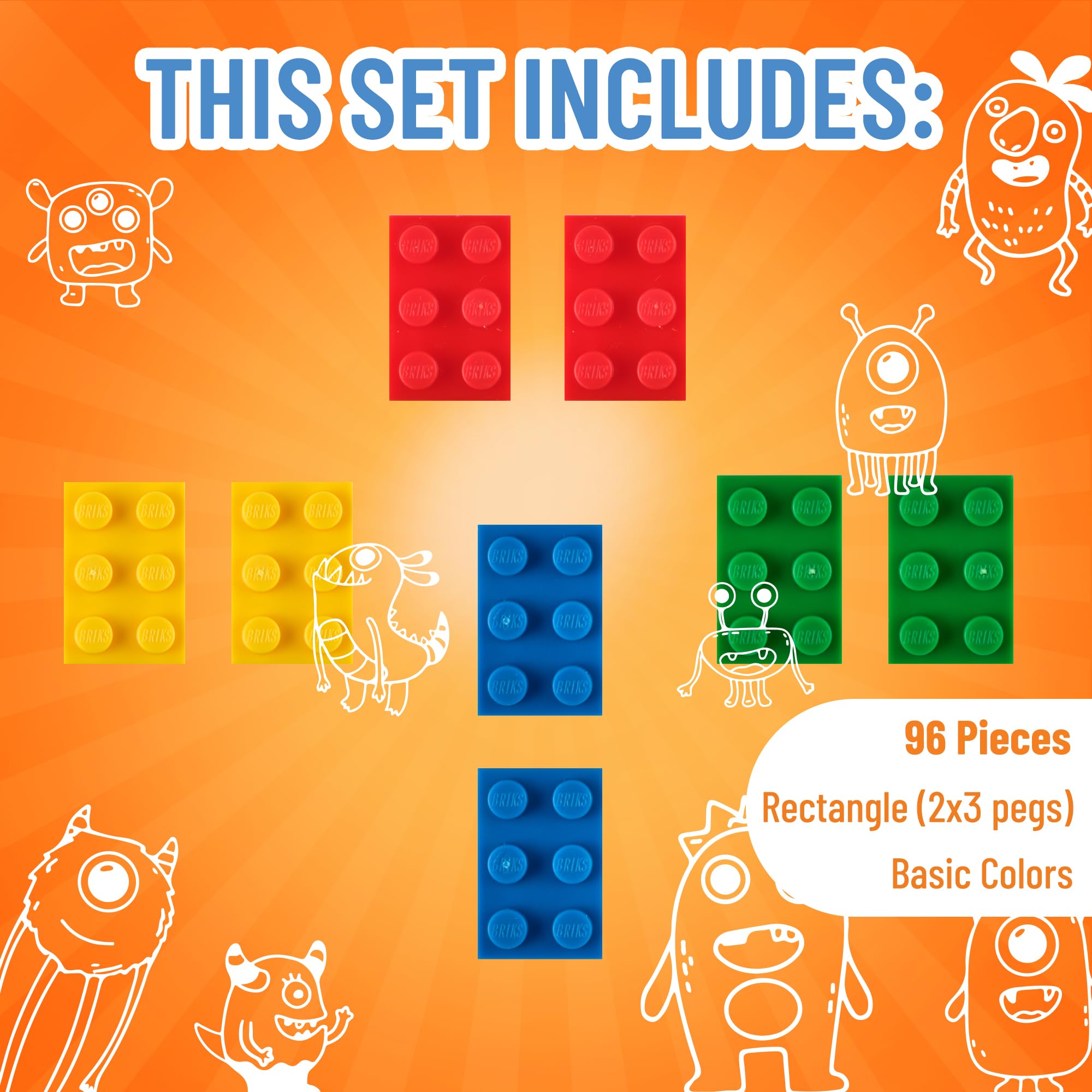 Strictly Briks 96-Piece Building Blocks Set - Compatible with Lego Classic Bricks (Blue, Green, Red, Yellow) | 2x3 Studs Creative Construction Toy for Kids Ages 3+ | STEM Learning & Imaginative Play | 100% Compatible with All Major Brands | Perfect for Birthday Gifts & Classroom Activities