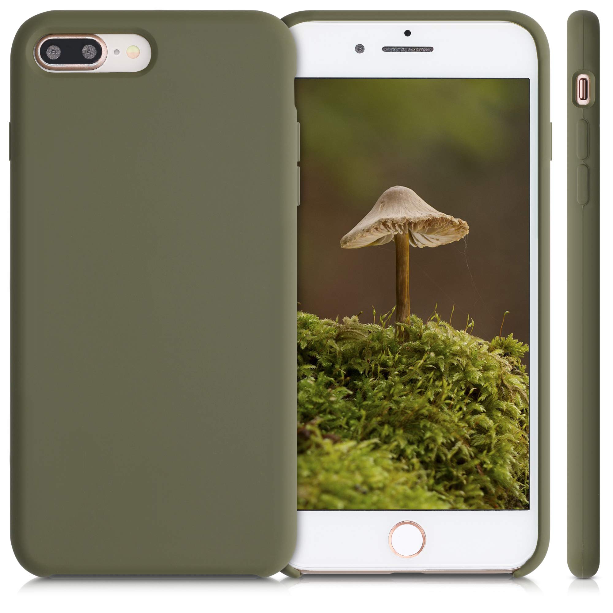 kwmobile Premium TPU Silicone Case for Apple iPhone 7 Plus/iPhone 8 Plus - Soft Protective Phone Cover in Dark Olive - Perfect for Everyday Use & Drop Protection