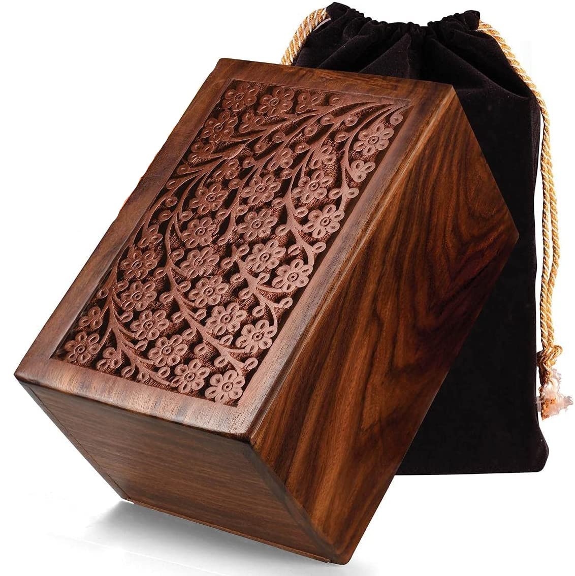 Handmade Rosewood Tree of Life Cremation Urn Box - Elegant Memorial Keepsake for Human Ashes or Pet Ashes - Perfect for Home Memorials, Funeral Services & Scattering Ceremonies