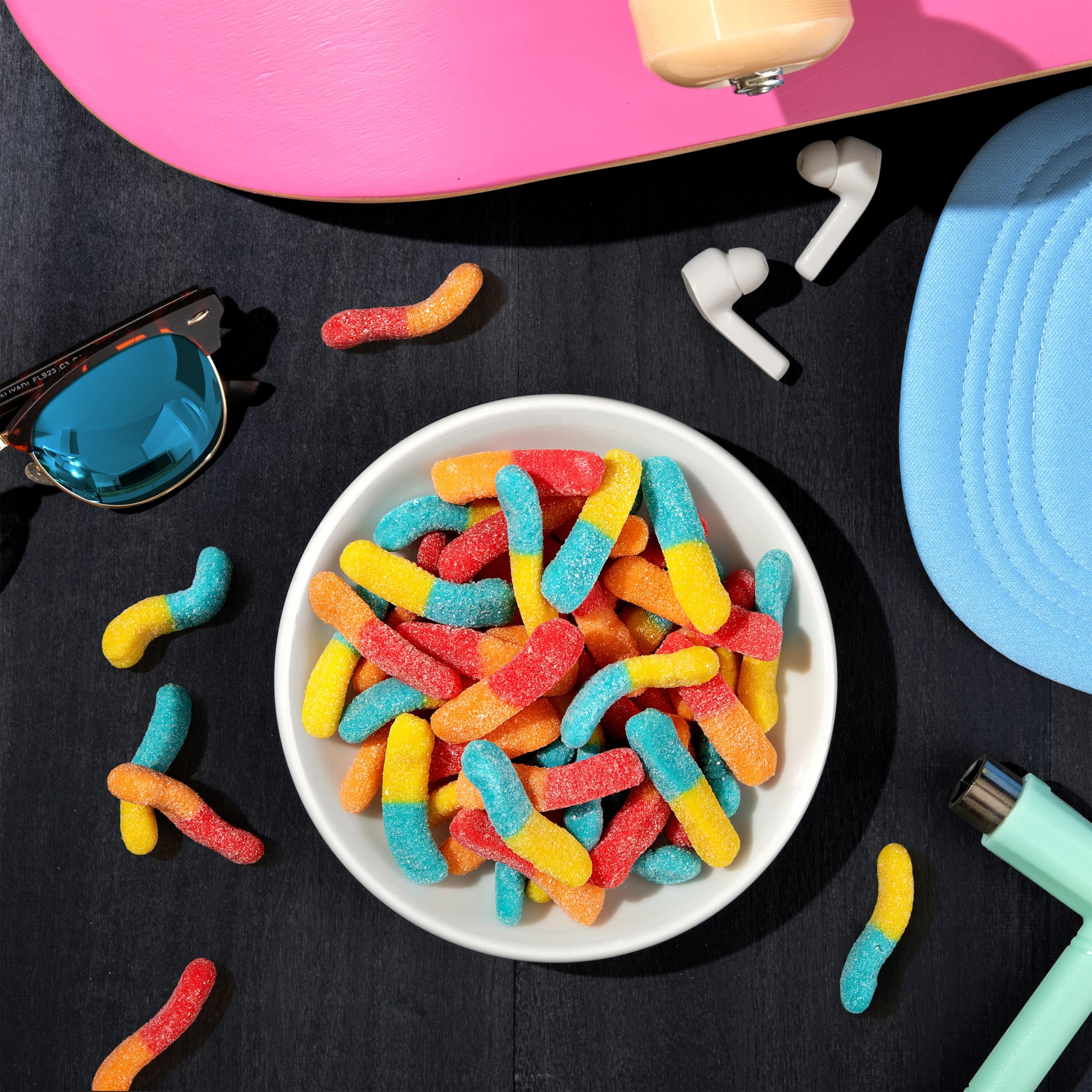 Trolli Sour Brite Crawlers Candy - Fruit Punch Flavored Sour Gummy Worms (7.2 oz) | Bulk Sour Candy for Parties, Halloween Treats & Movie Night Snacks