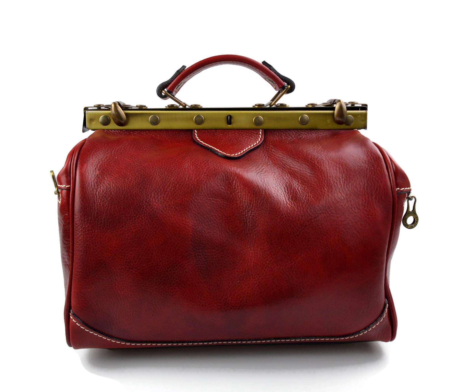 Stylish Italian Red Leather Ladies Doctor Bag - Handheld & Shoulder Medical Purse for Women | Perfect for Work, Travel & Everyday Use