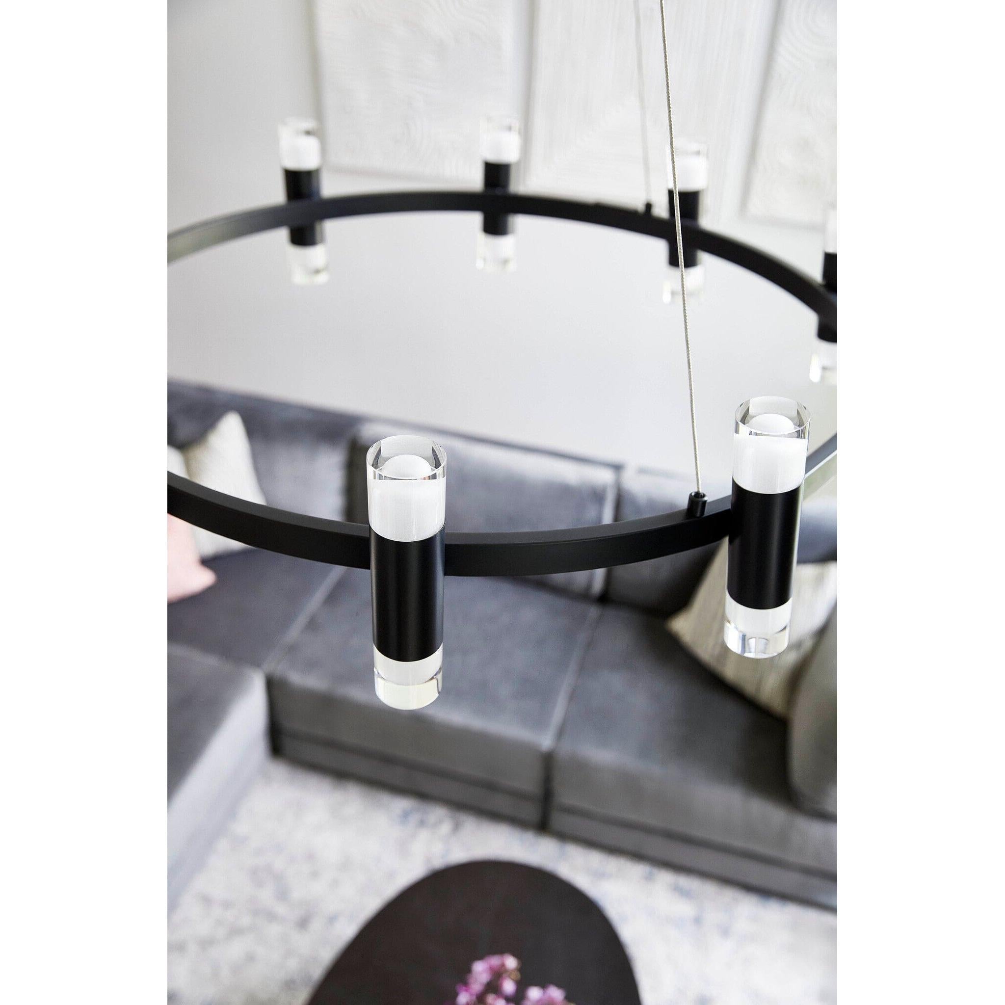 Oxygen ALARUM 3 6095 15 20 LED Chandelier Light - Modern Black Crystal Ceiling Fixture for Dining Room, Bedroom & Living Room Decor