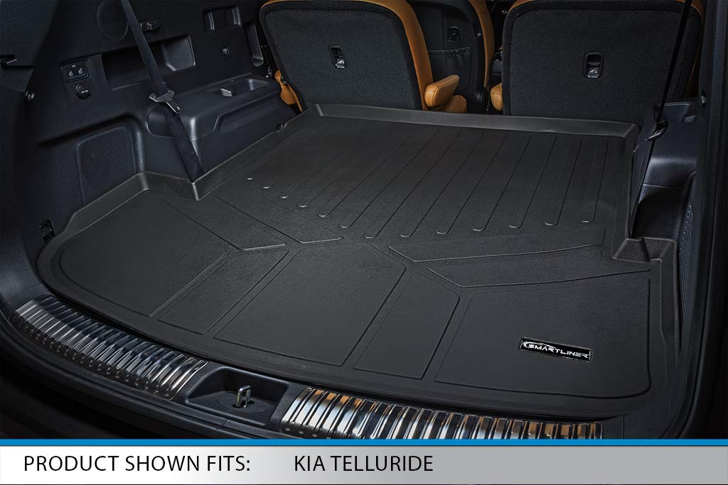 SMARTLINER All-Weather Custom Fit Black 2-Row & Cargo Floor Mats for 2020-2023 Kia Telluride - Perfect Fit for 2nd Row Bench/Bucket Seats with Center Console | Durable Protection for Mud, Snow & Spills