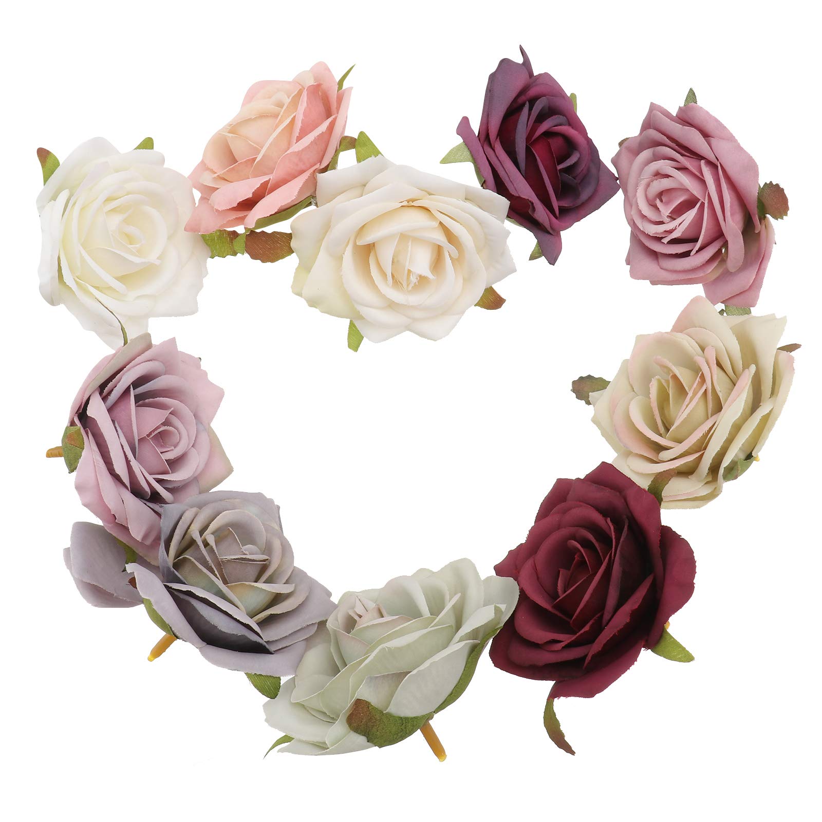 BESTOYARD 10-Piece Artificial DIY Rose Flowers for Wedding Decorations - Mixed Color Fake Roses for Home Decor, Centerpieces, Table Arrangements, and Party Scene Layouts