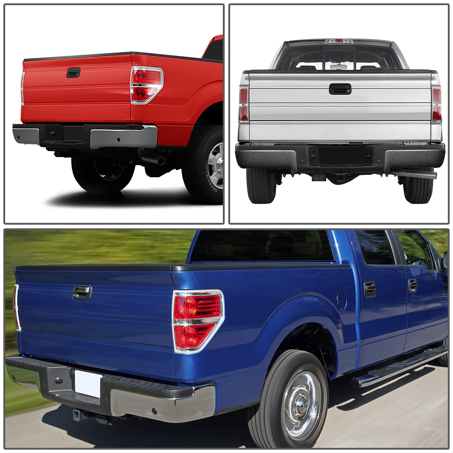 DNA MOTORING TL-ZTL-006-CHRD Red Polycarbonate Tail Lights for 2009-2014 Ford F-150 - No Bulb Sockets Included | Durable Replacement for Enhanced Visibility & Style