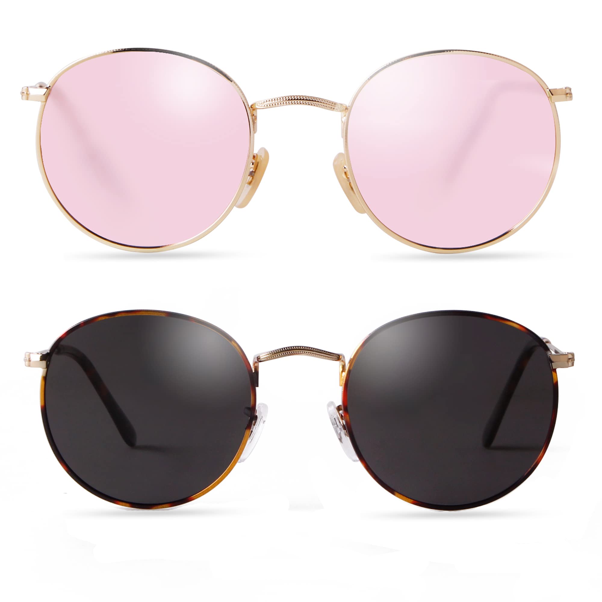 Women's Round Polarized Sunglasses for UV Protection - Stylish Circle Sunglasses for Men & Women - Perfect for Driving, Beach & Outdoor Activities