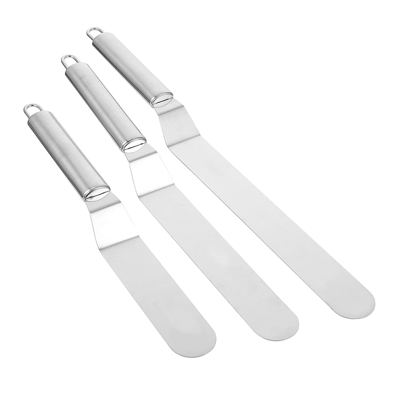 HEMOTON 3-Piece Stainless Steel Cake Spatula Set - Professional Buttercream & Frosting Spatulas with Side Smoother for Baking, Cake Decorating, Cupcakes & Fudge | Mini Icing Spatula for Perfect Smoothing & Spreading