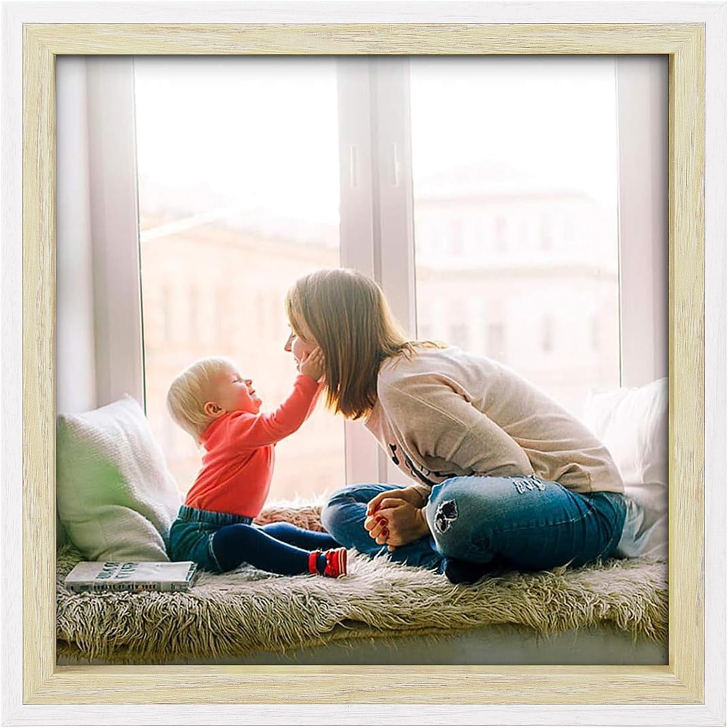 Golden State Art 12-Pack 8x8 Inch Dual-Tone Picture Frames with Built-in Easel & Sawtooth Hangers - Perfect for Baby Photos, Wedding Displays & Portrait Decor (White/Beige) | Ideal for Nursery, Living Room & Office Decorations