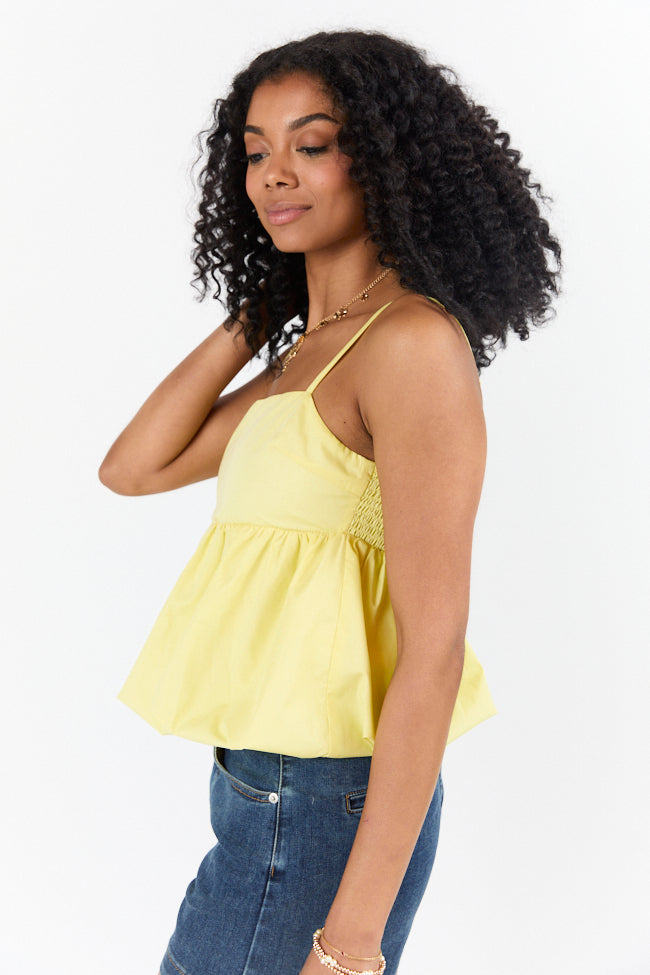 Pinky Promise Yellow Bubble Hem Tank Top - Cute & Trendy Summer Outfit for Women | Perfect for Beach, Parties & Casual Wear