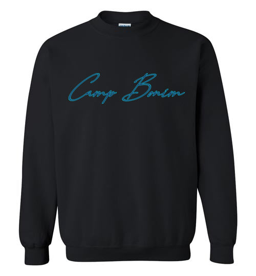 Bonim Crewneck Sweatshirt for Men & Women | Soft Cotton Pullover Sweater | Blue Scrawl Print | Casual Wear & Loungewear for Everyday Comfort