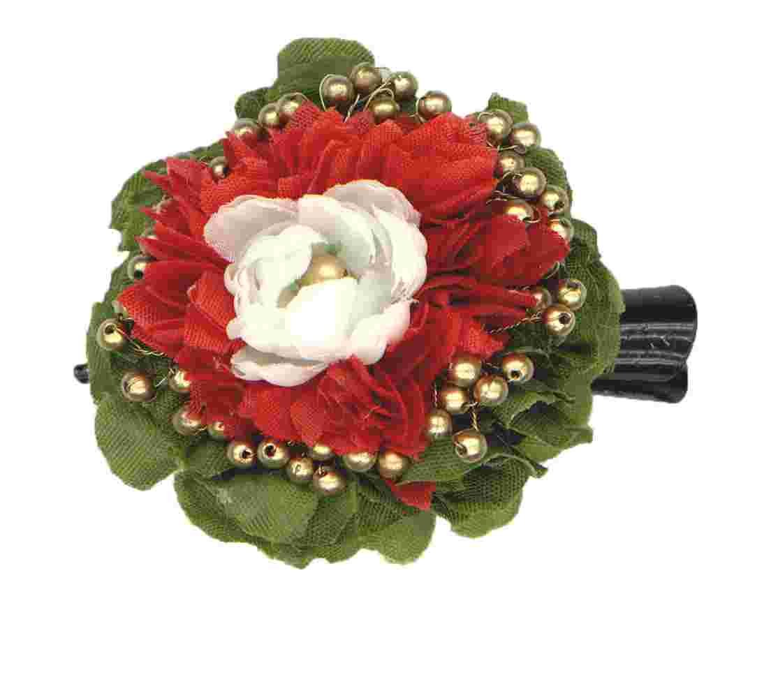Elegant Red and White Jasmine Hair Clip for Women - Perfect for Weddings, Parties & Everyday Styling