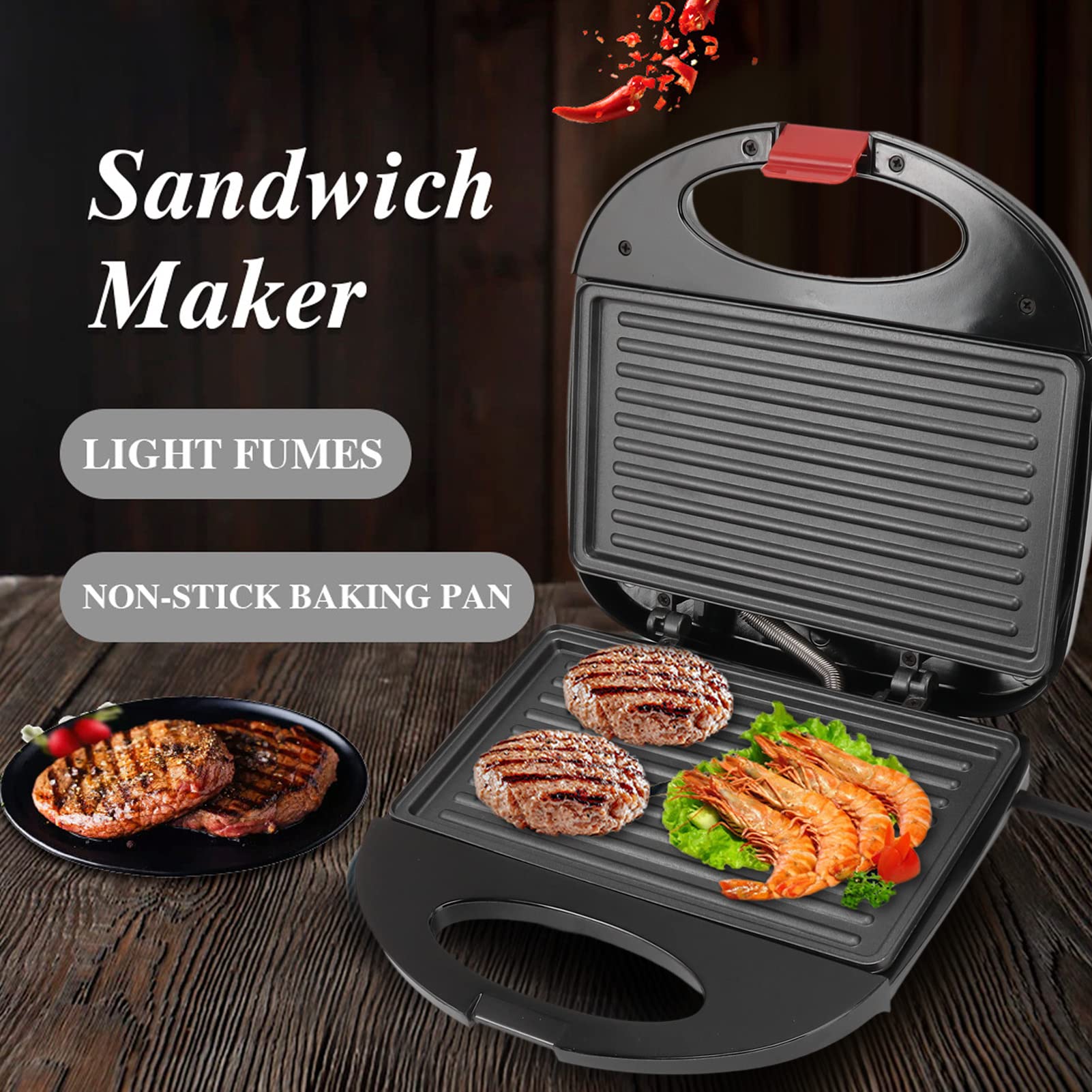 750W Nonstick Panini Press & Sandwich Maker - Double Sided Indoor Grill with Removable Plates for Paninis, Burgers, Waffles (110V) - Perfect for Home Kitchen, Breakfast, and Quick Meals
