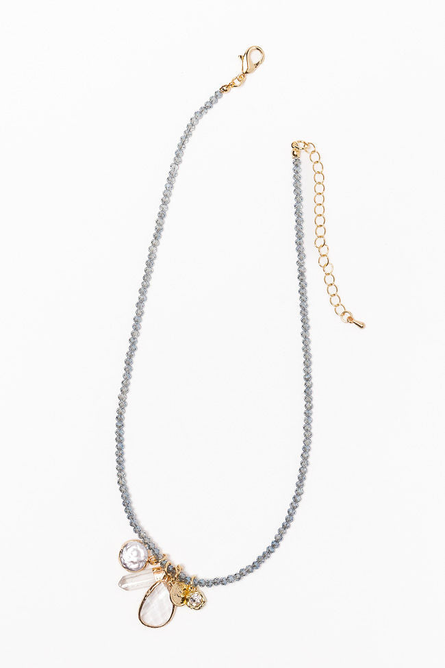 Blue Beaded Multi-Charm Necklace for Women - Bohemian Style Layered Beaded Jewelry for Casual Wear & Special Occasions