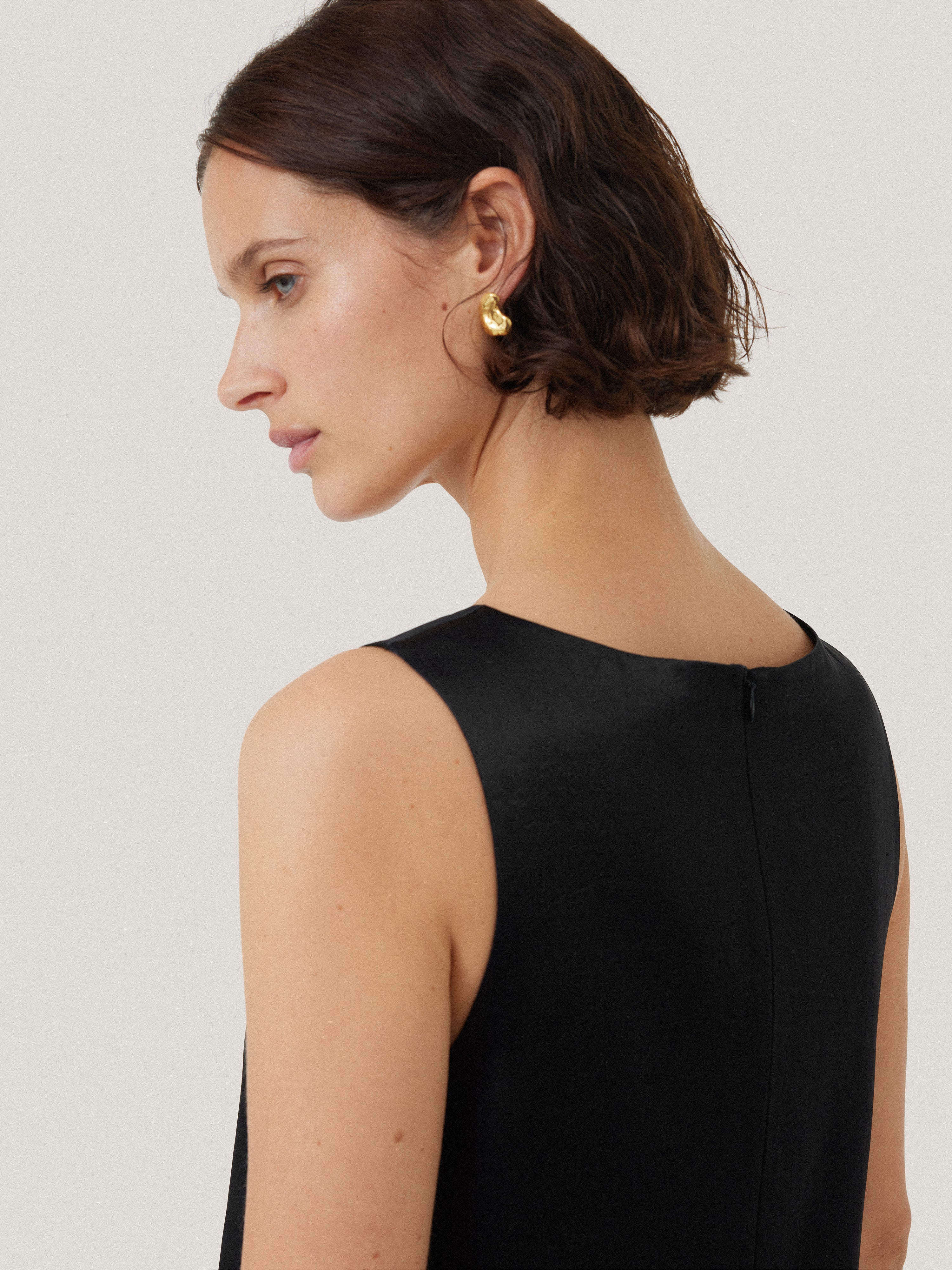Elegant Black Bonded Satin Mini Dress for Women - Perfect for Cocktail Parties, Date Nights & Special Occasions