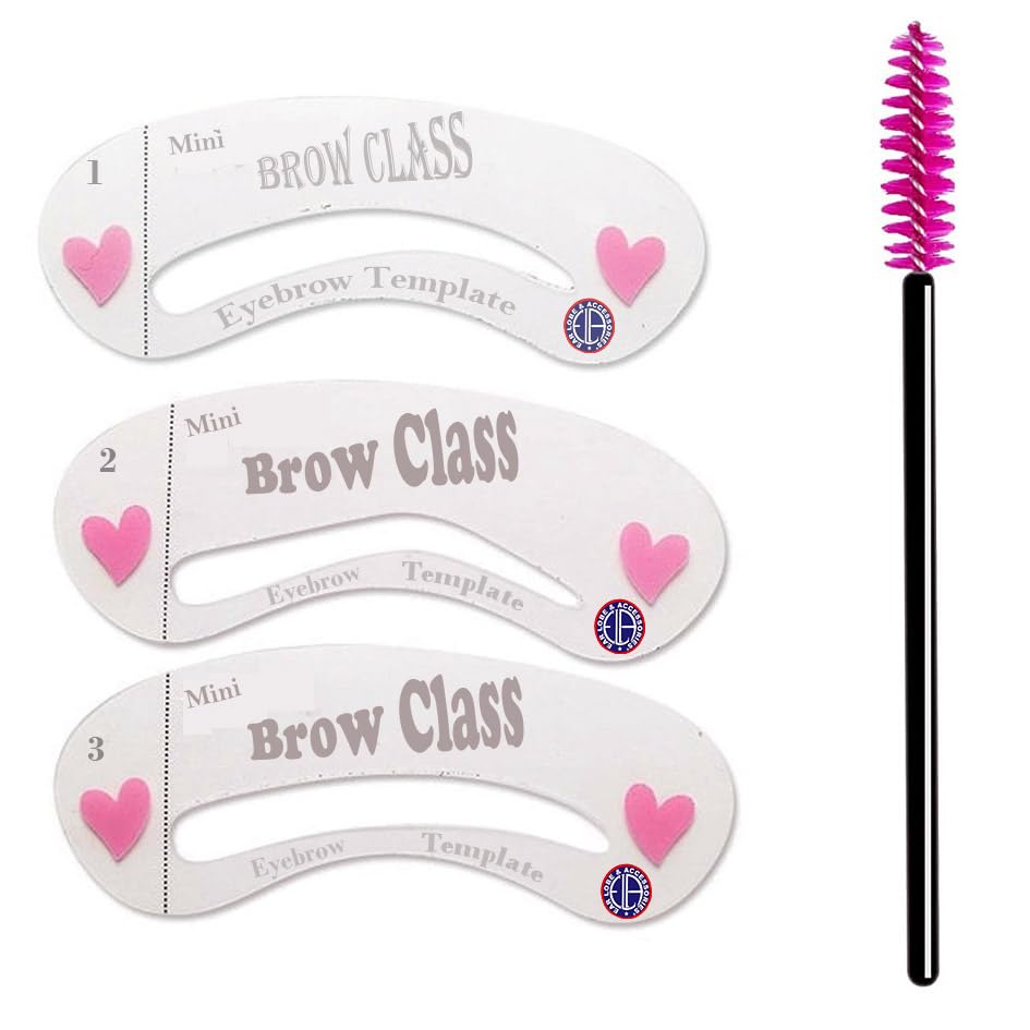 Ear Lobe & Eyebrow Accessories Combo Pack - 1pc Spooly Eyebrow Brush, 3pc Eyebrow Stencils & Mascara Applicator Tool | Perfect for Eyebrow Grooming, Makeup Application & Lash Enhancement