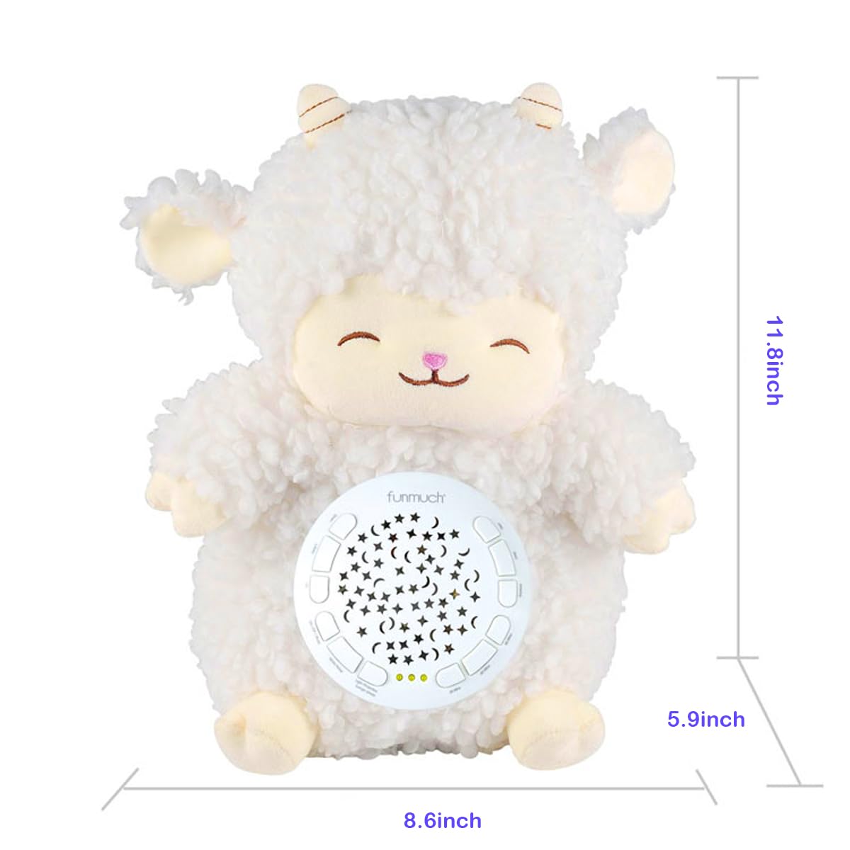 Baby Sleep Soother - White Noise Sound Machine with Mom's Heartbeat & Lullabies | Portable Plush Night Light Projector | Nursery Decor & Baby Shower Gift for Girls & Boys | Perfect for Bedtime, Travel & Nursery Room
