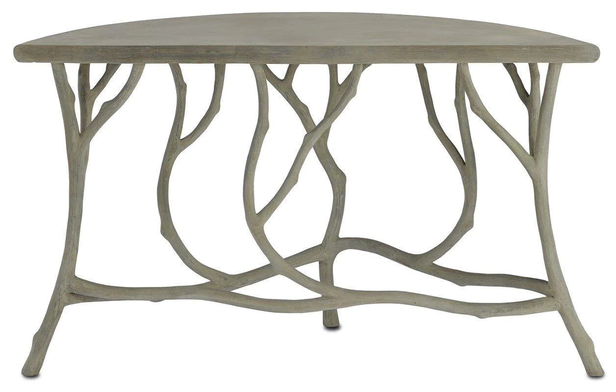 Modern Concrete Half Round Table - Indoor/Outdoor Durable Dining or Side Table for Patio, Garden, and Living Room Decor