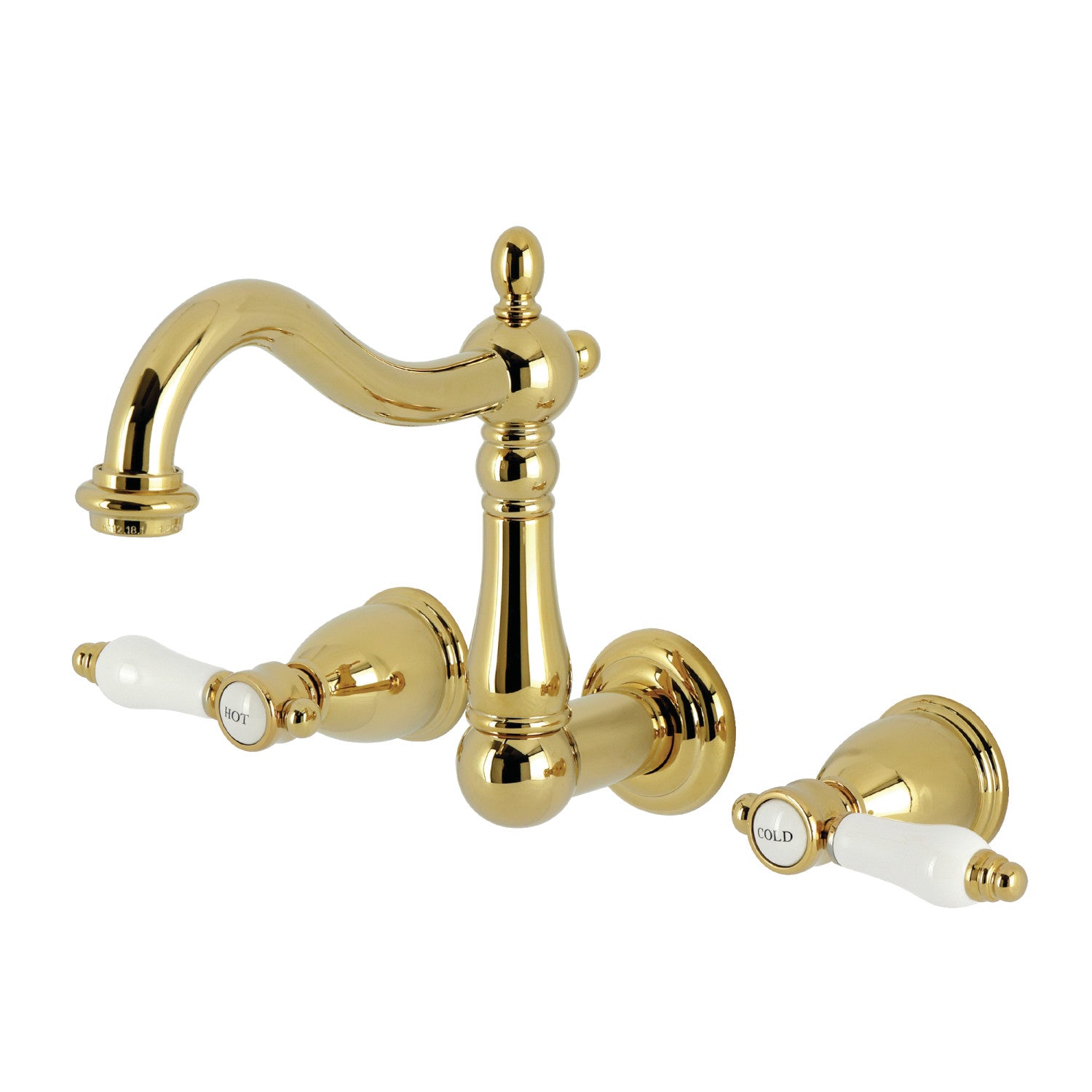 Bel Air KS1252BPL Double Handle 3 Hole Wall Mount Bathroom Faucet in Polished Brass - Perfect for Modern Bathrooms, Powder Rooms, and Spa-Like Showers