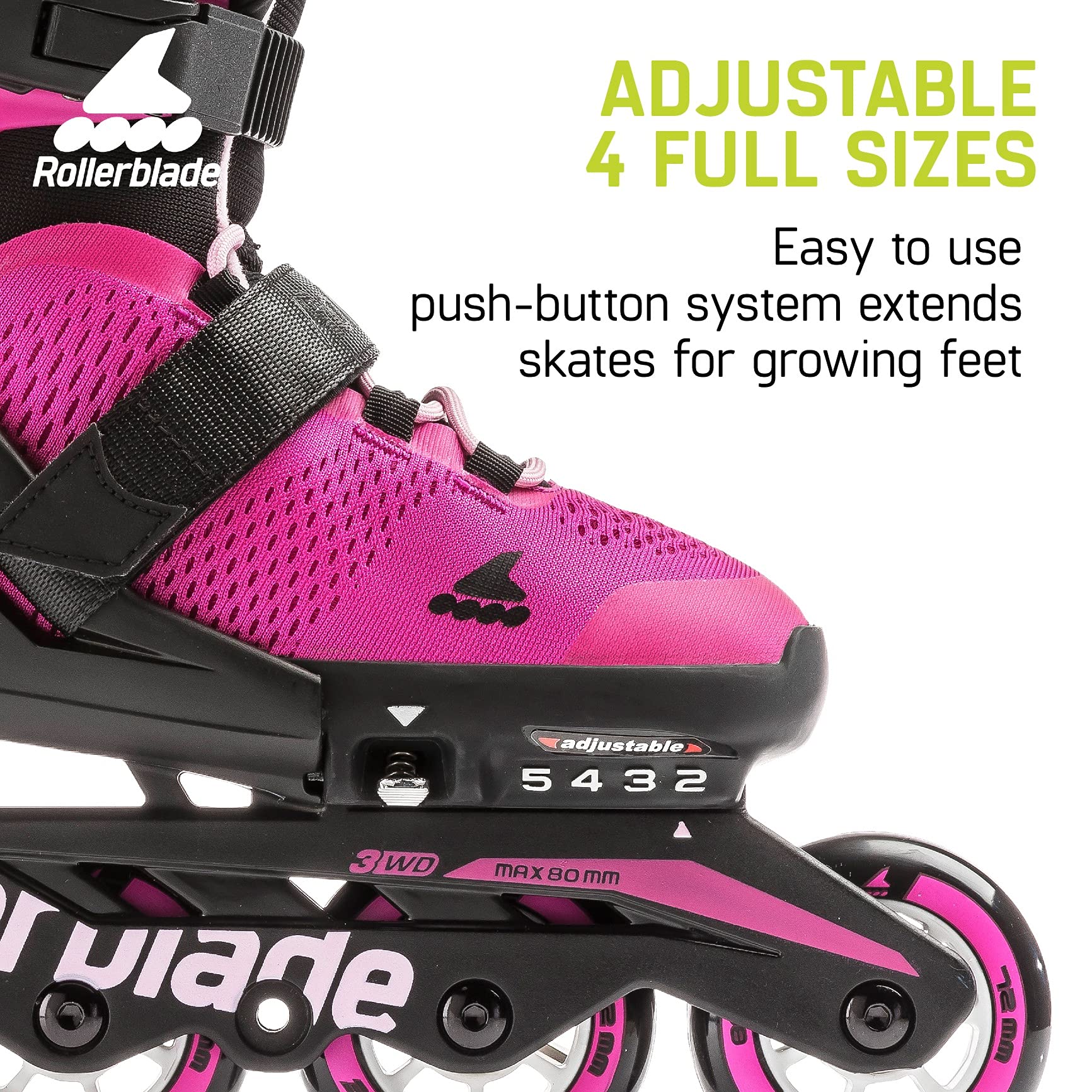 Rollerblade Microblade Adjustable Kids Inline Skates - Youth Performance Fitness Roller Skates for Boys & Girls | Perfect for Outdoor Sports, Park Rides & Family Fun Activities
