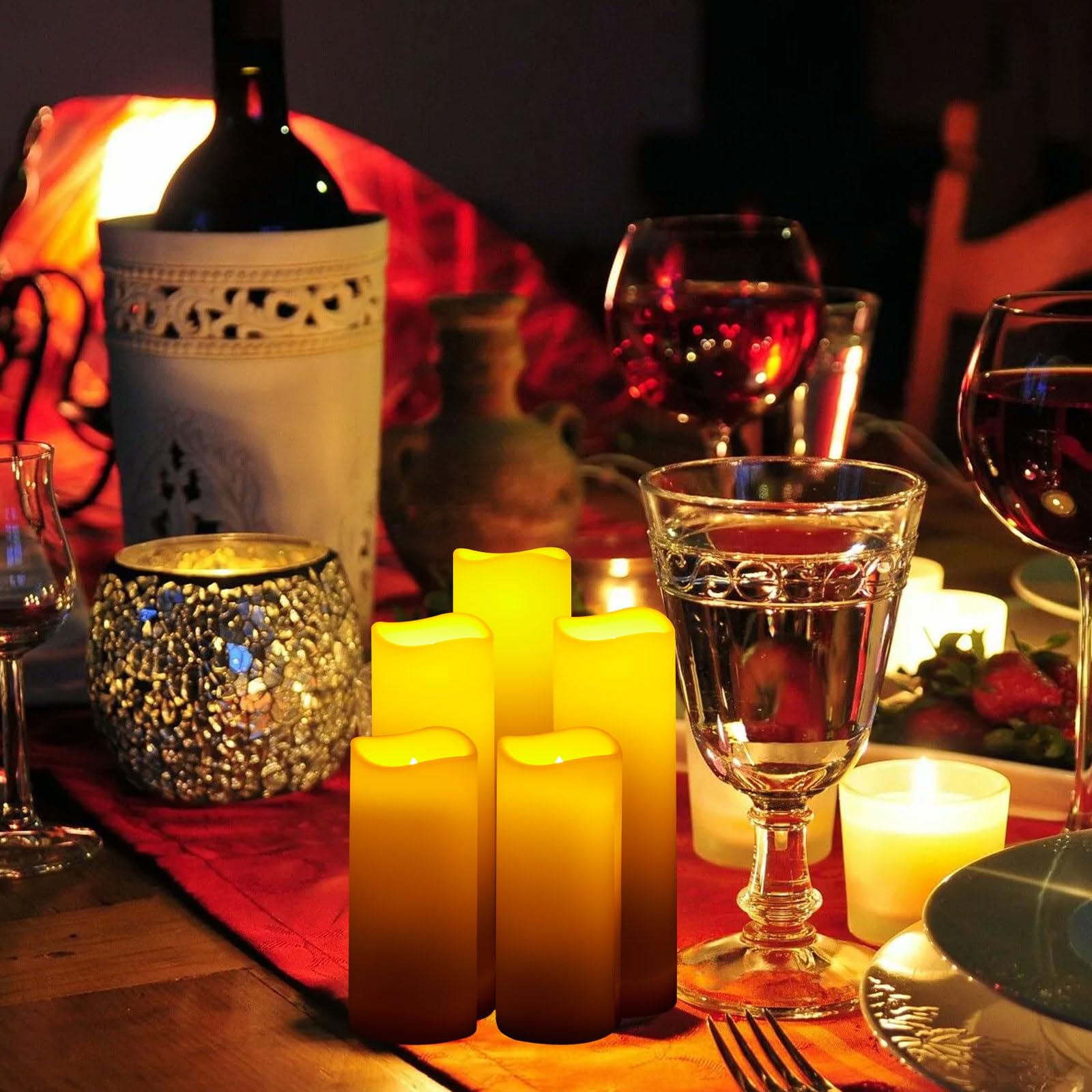 Flameless LED Candles with Remote Timer - Set of 12 Waterproof Battery Operated Pillar Candles for Christmas, Wedding, Home Decor - Romantic Ambiance for Dining, Bathroom & Bedroom Lighting