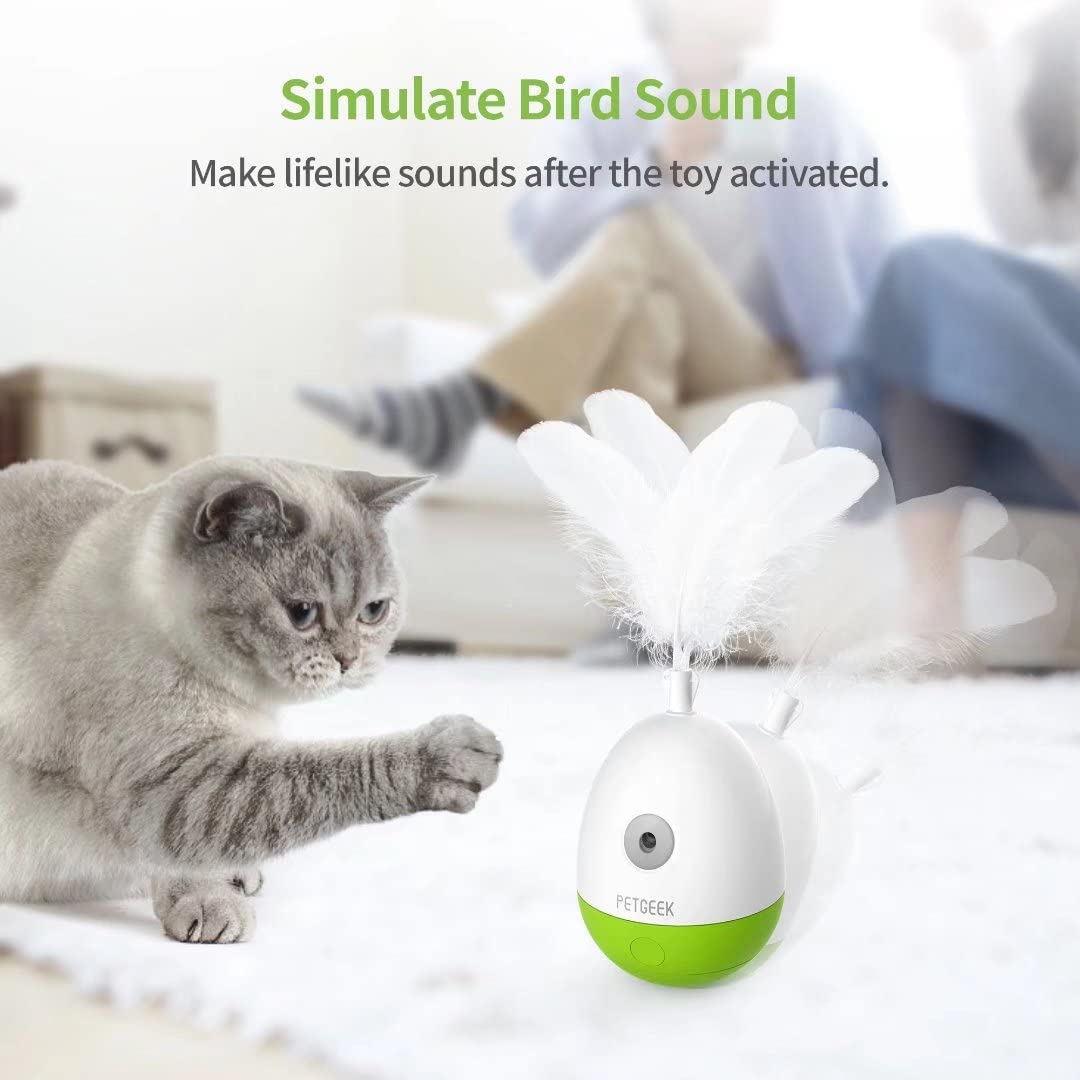 PETGEEK Interactive Dog Treat Dispenser & Cat Feather Toy - Training Reward System for Dogs & Playful Exercise Toy for Cats - Perfect for Obedience Training & Indoor Cat Entertainment