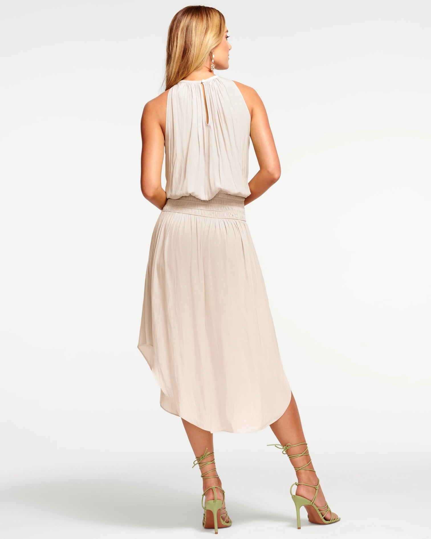 Audrey Midi Dress for Women - Elegant Sandstone Color, Flowy A-Line Summer Dress for Casual Outings & Beach Vacations