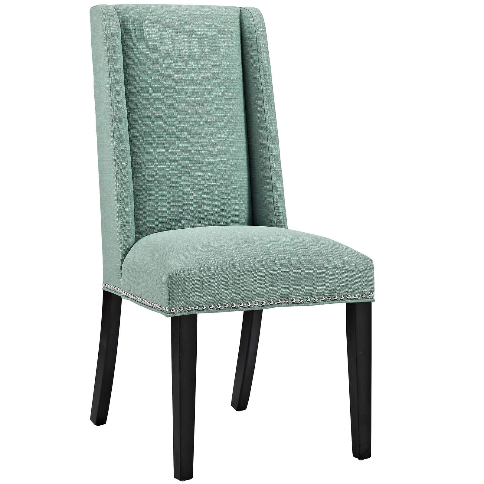 Modway Baron Modern Tall Back Wood Upholstered Fabric Dining Chairs Set of 2 in Laguna - Perfect for Kitchen, Dining Room & Home Office