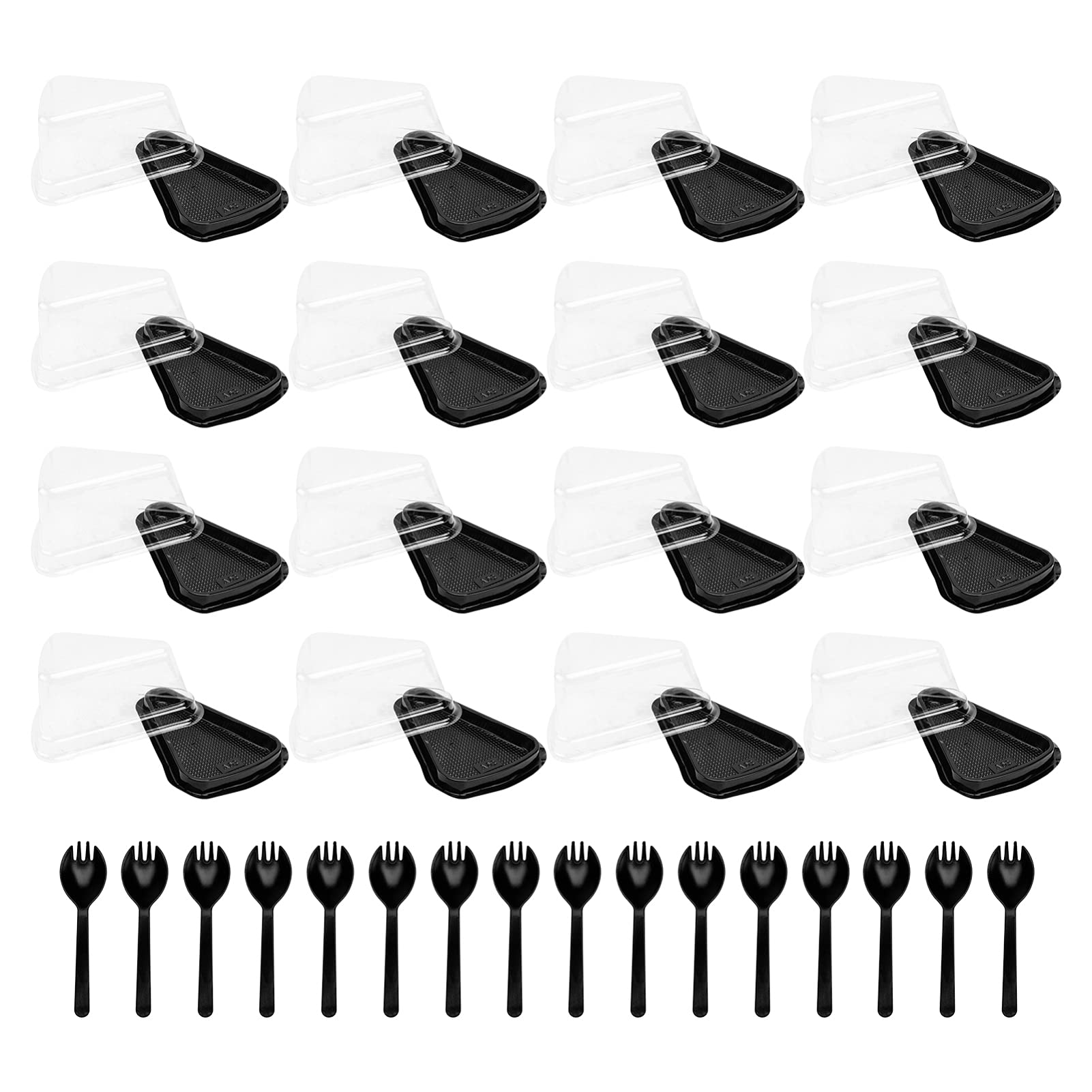 HEMOTON 12-Pack Clear Triangle Dessert Cake Boxes with Lids - Single Cupcake Carrier for Pies, Cheesecakes & Muffins - BPA-Free Plastic Food Containers for Bakery, Party Favors & Dessert Display (Black)