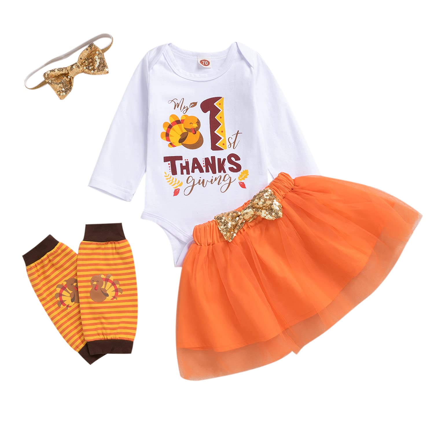 Adorable Newborn Baby Girl Thanksgiving Outfit - Mommy's Little Turkey Ruffle Romper & Skirt Set | Perfect for Holiday Photos, Family Gatherings & Festive Celebrations