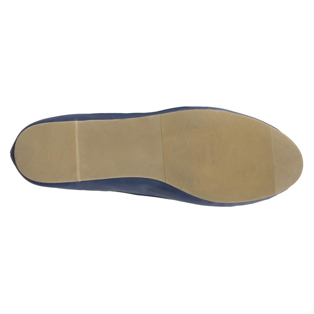 Journee Collection Women's Vika Slip On Round Toe Ballet Flats - Comfortable Dress Shoes for Work & Casual Wear - Navy Blue Size 7.5 - Perfect for Office, Commuting & Everyday Outfits