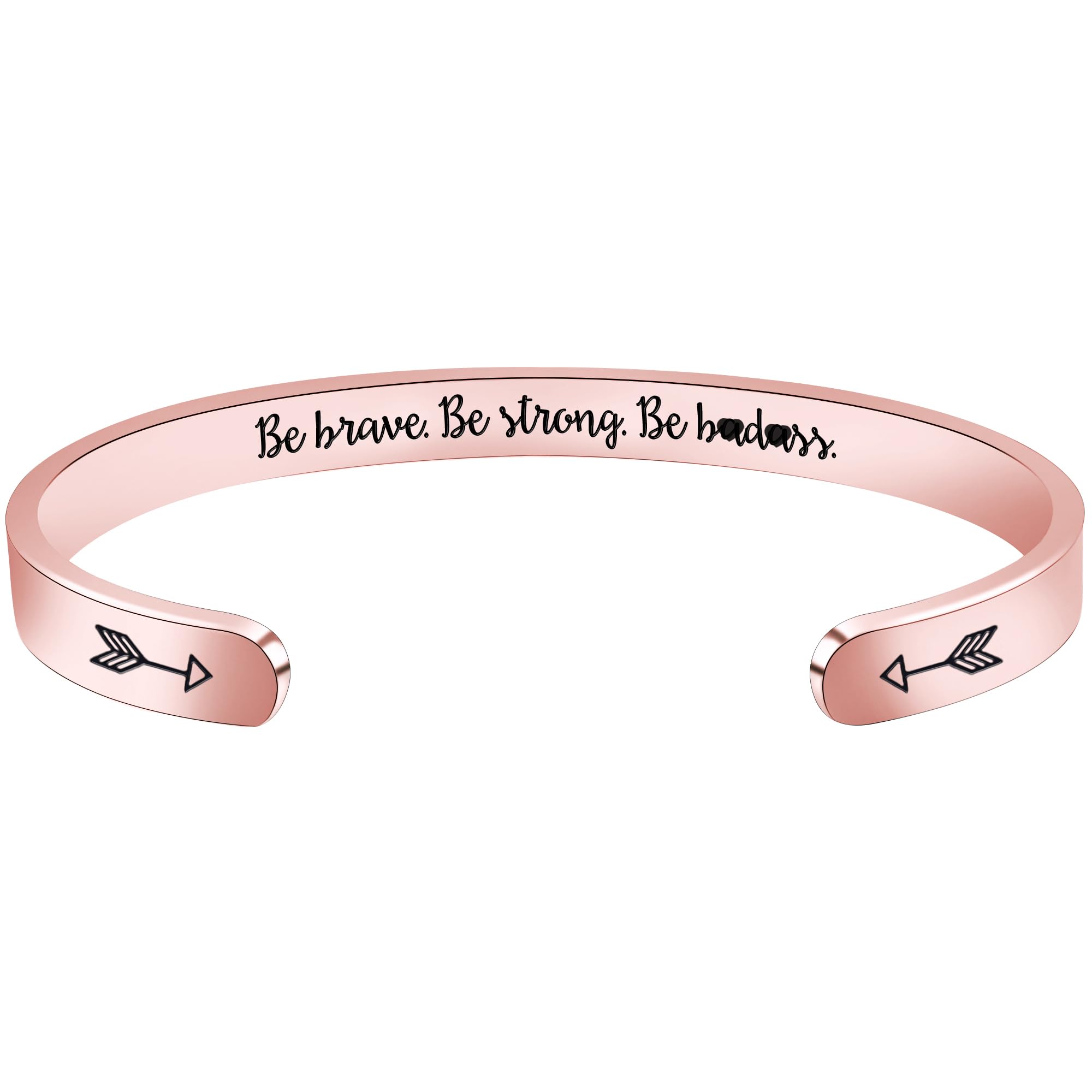 Rose Gold Inspirational Mantra Engraved Cuff Bracelet for Women - Valentine's Day Gift for Her, Birthday Present, Motivational Jewelry - Perfect for Daily Wear, Special Occasions & Self-Empowerment