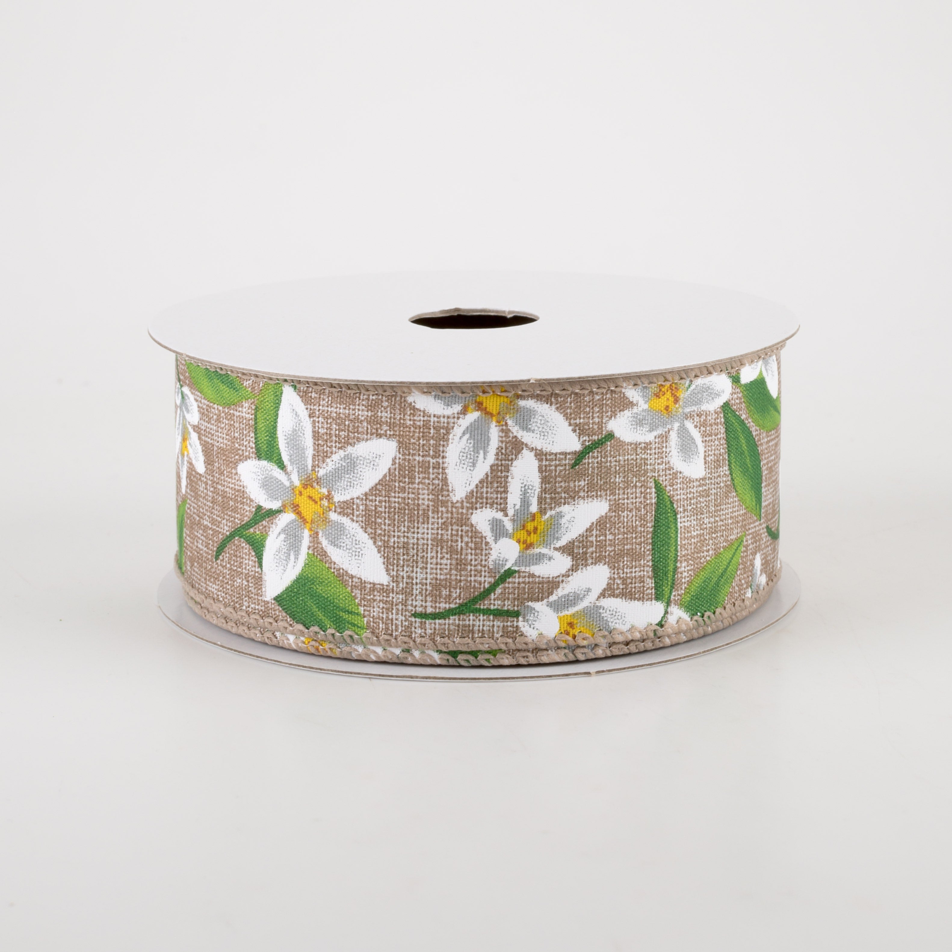 1.5 Inch Linen Lemon Flower Ribbon - Natural Cotton Craft Ribbon (10 Yards) for DIY Gift Wrapping, Wedding Decorations & Scrapbooking