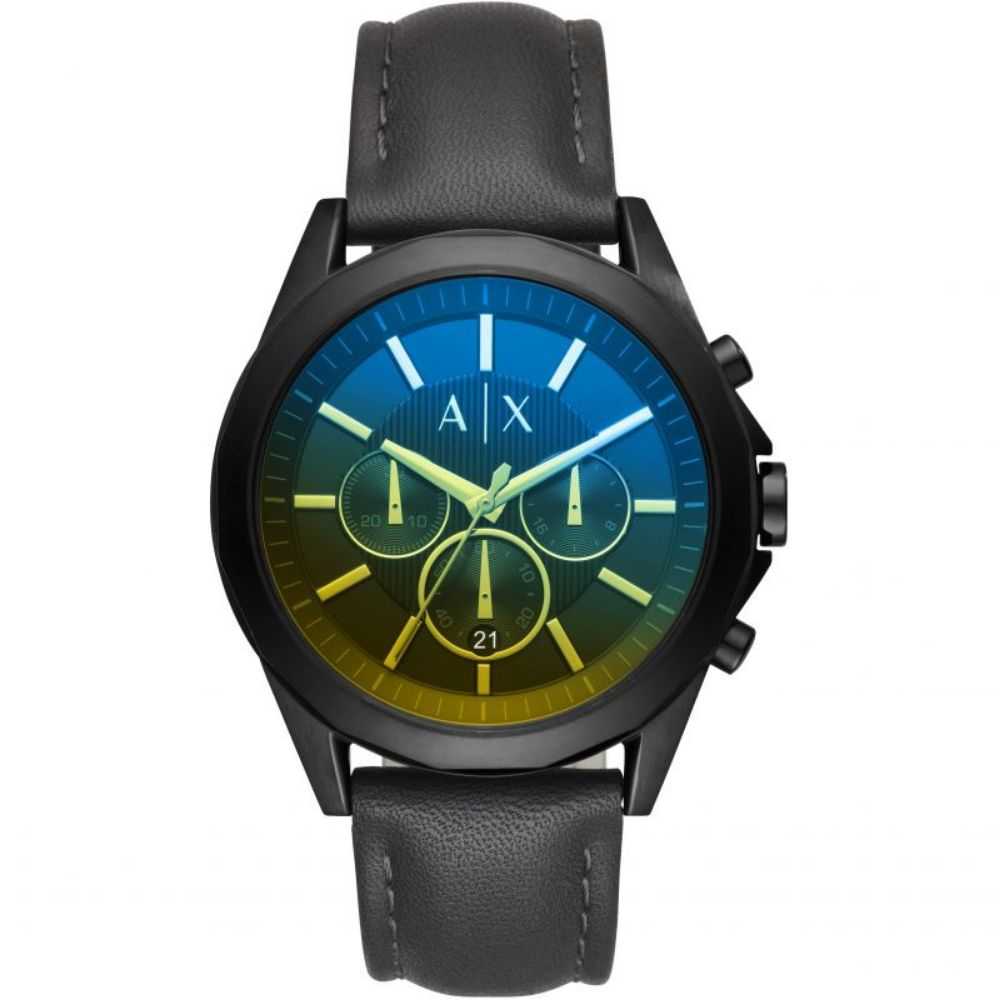 ARMANI EXCHANGE Men's Chronograph Watch - Black Stainless Steel Case with Leather Strap AX2613 | Stylish Dress Watch for Business, Formal & Everyday Wear
