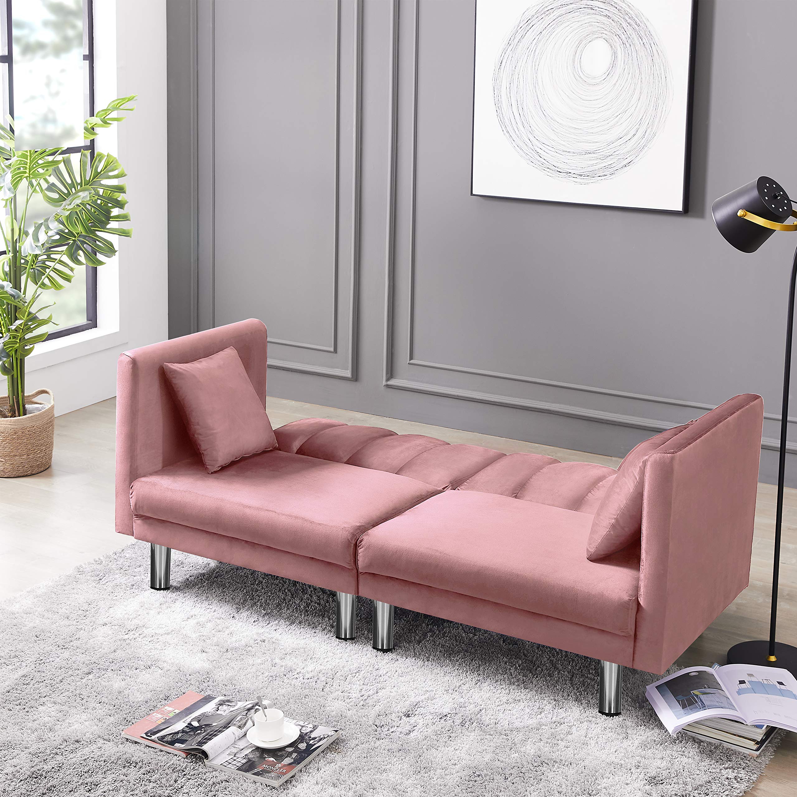 Velvet Convertible Futon Sofa Bed - 73