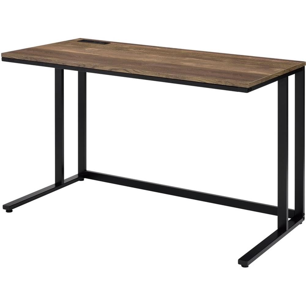 Acme Tyrese Walnut & Black Wooden Rectangle Writing Desk with USB Port - Perfect for Home Office, Study & Workspace