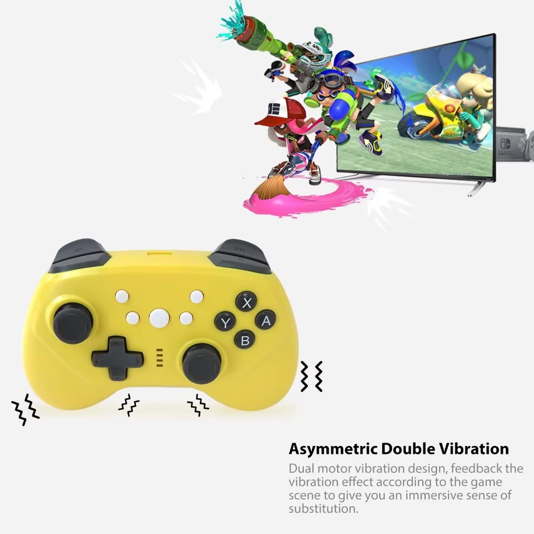 Wireless Bluetooth Game Controller for Nintendo Switch, PC, Android - USB Joystick with Ergonomic Design (Yellow) | Perfect for Gaming, Streaming & Multi-Platform Compatibility