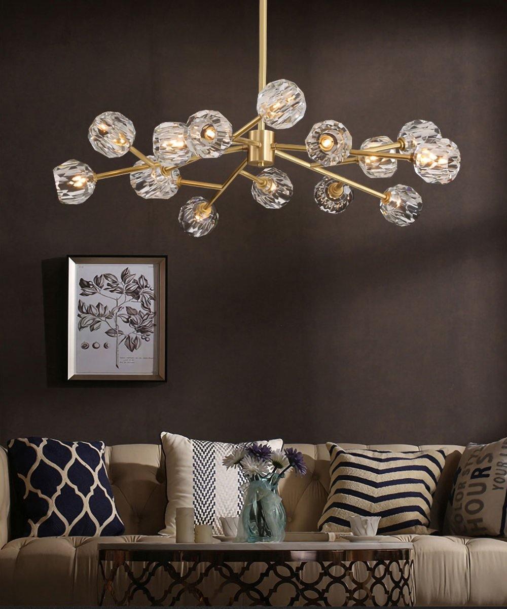 Crystal Ball Round Cluster Chandelier - Elegant Glass Sphere Ceiling Light Fixture for Dining Room, Bedroom & Living Room Decor
