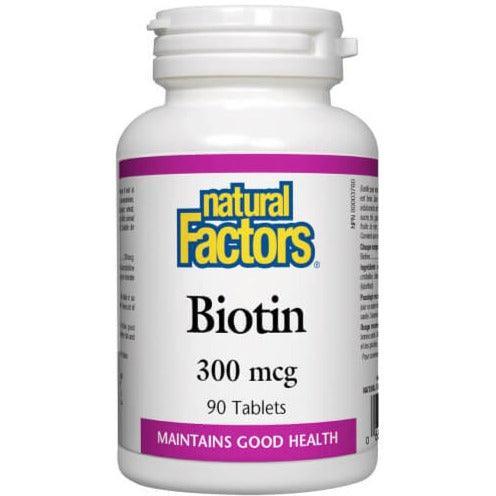 Natural Factors Biotin 300mcg - 90 Tablets for Hair Growth, Skin & Nails - Supports Healthy Hair, Skin & Nails - Perfect for Men & Women - Daily Supplement for Beauty & Wellness