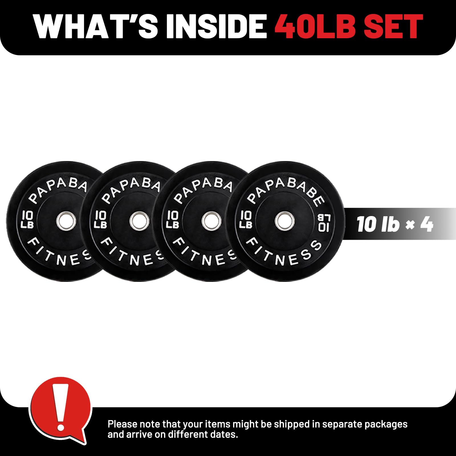 Papababe Olympic Bumper Plates 10-410lb Set – 2 Inch Steel Hub Rubber Weight Plates for Strength Training & Weightlifting (IWF Standard) – Perfect for Home Gym, CrossFit & Powerlifting Workouts