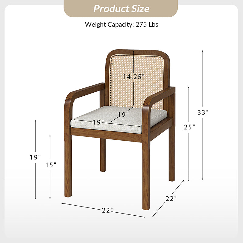 Kevin Rattan Dining Chairs - Mid Century Modern Accent Chairs with Elegant Woven Backrest | Perfect for Dining Rooms, Living Spaces & Boho Home Decor